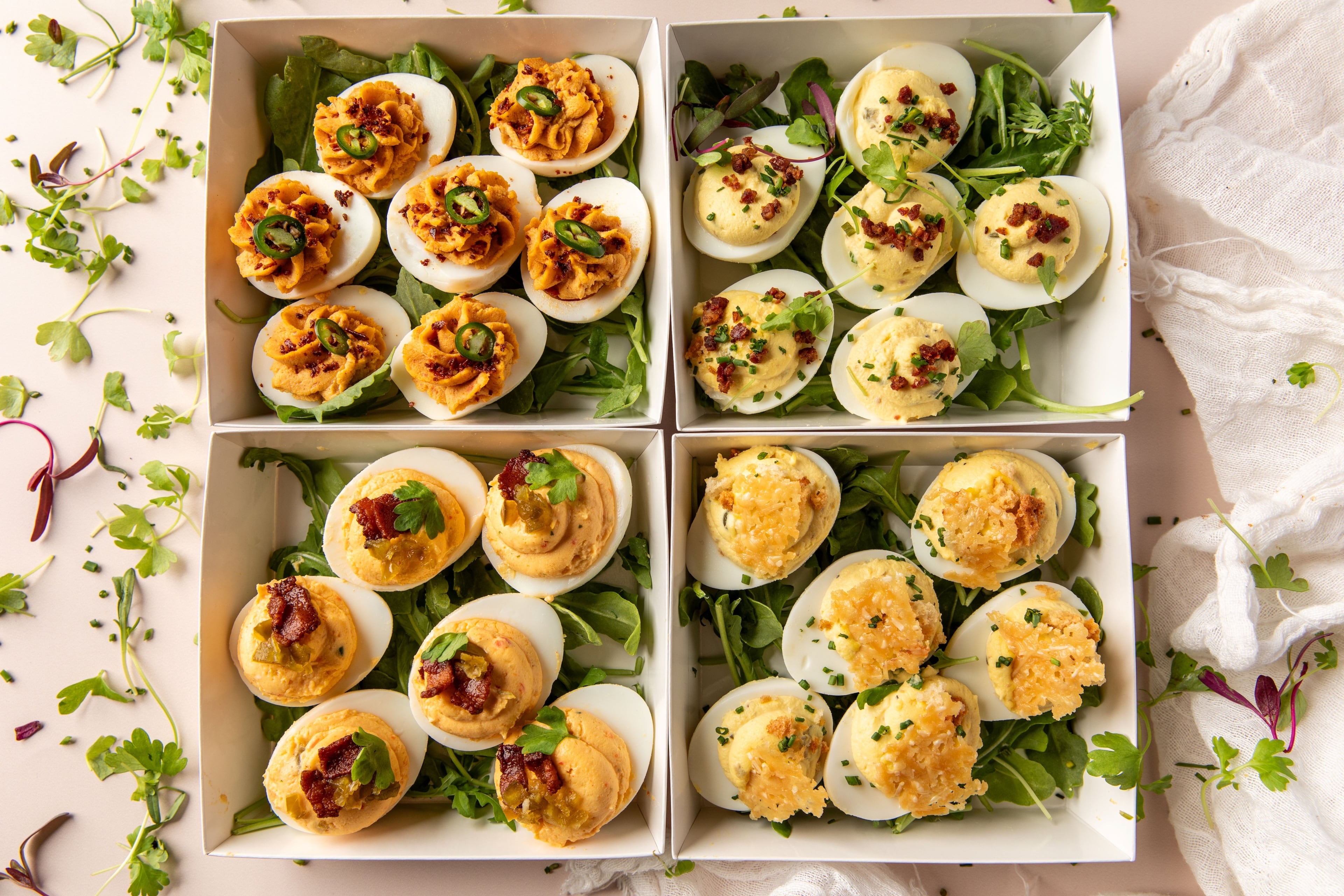 Deviled eggs in gourmet flavors from Eggalicious. (Courtesy of Eggalicious/Madelynne Grace)