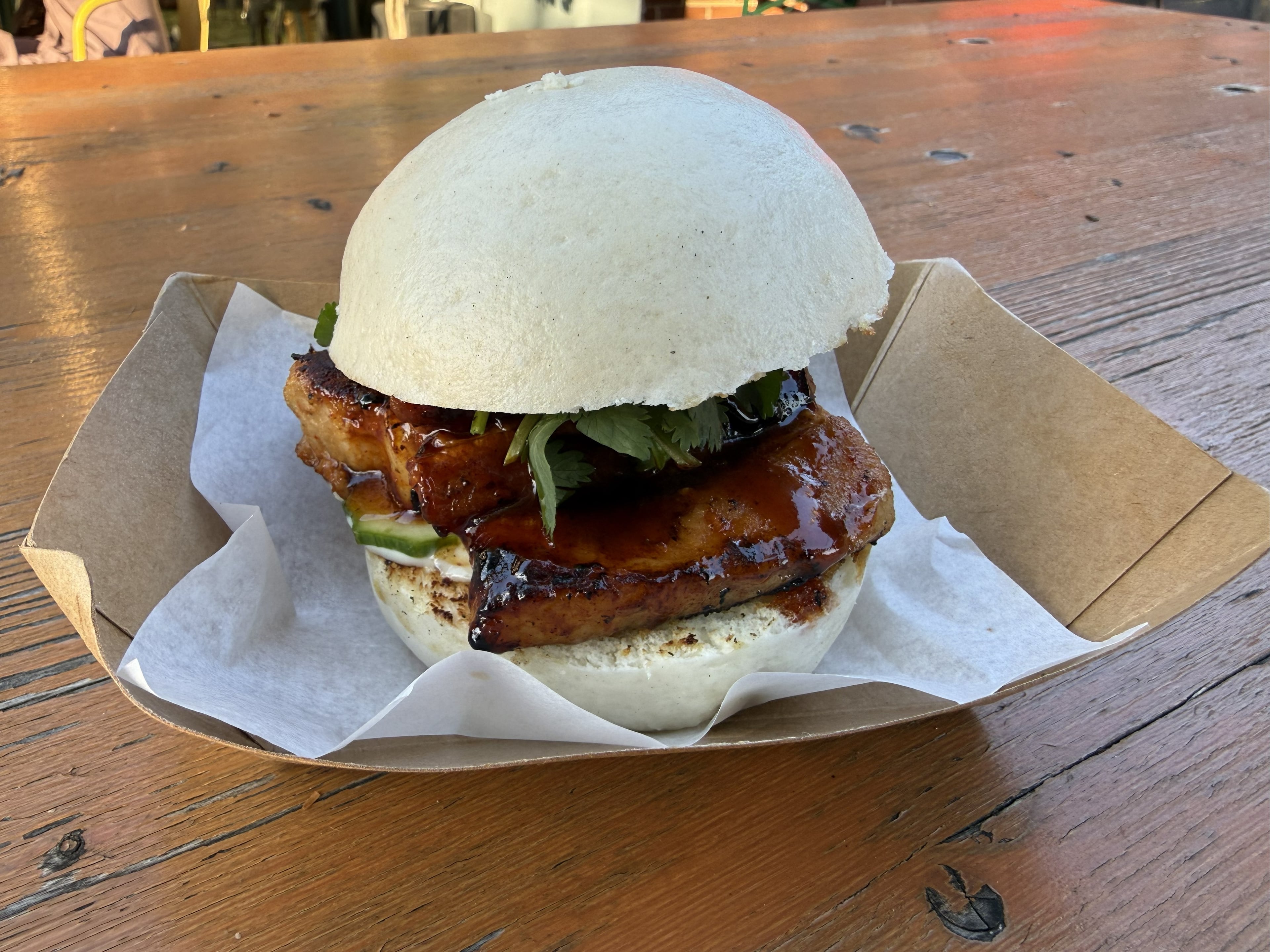 Bun & Bites’ Korean barbecue bao bun burger. (Courtesy of Sam Flemming)