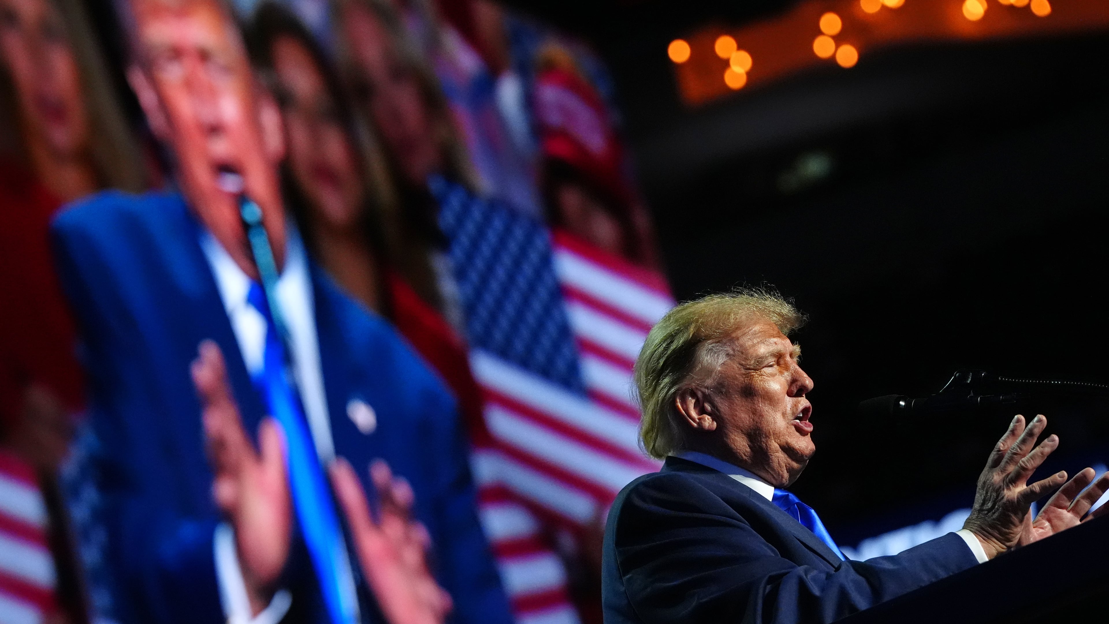 President Donald Trump speaks at the Republican convention, Wednesday, Sept. 9, 2026, in Dallas. (AP Photo/Julia Demaree Nikhinson)