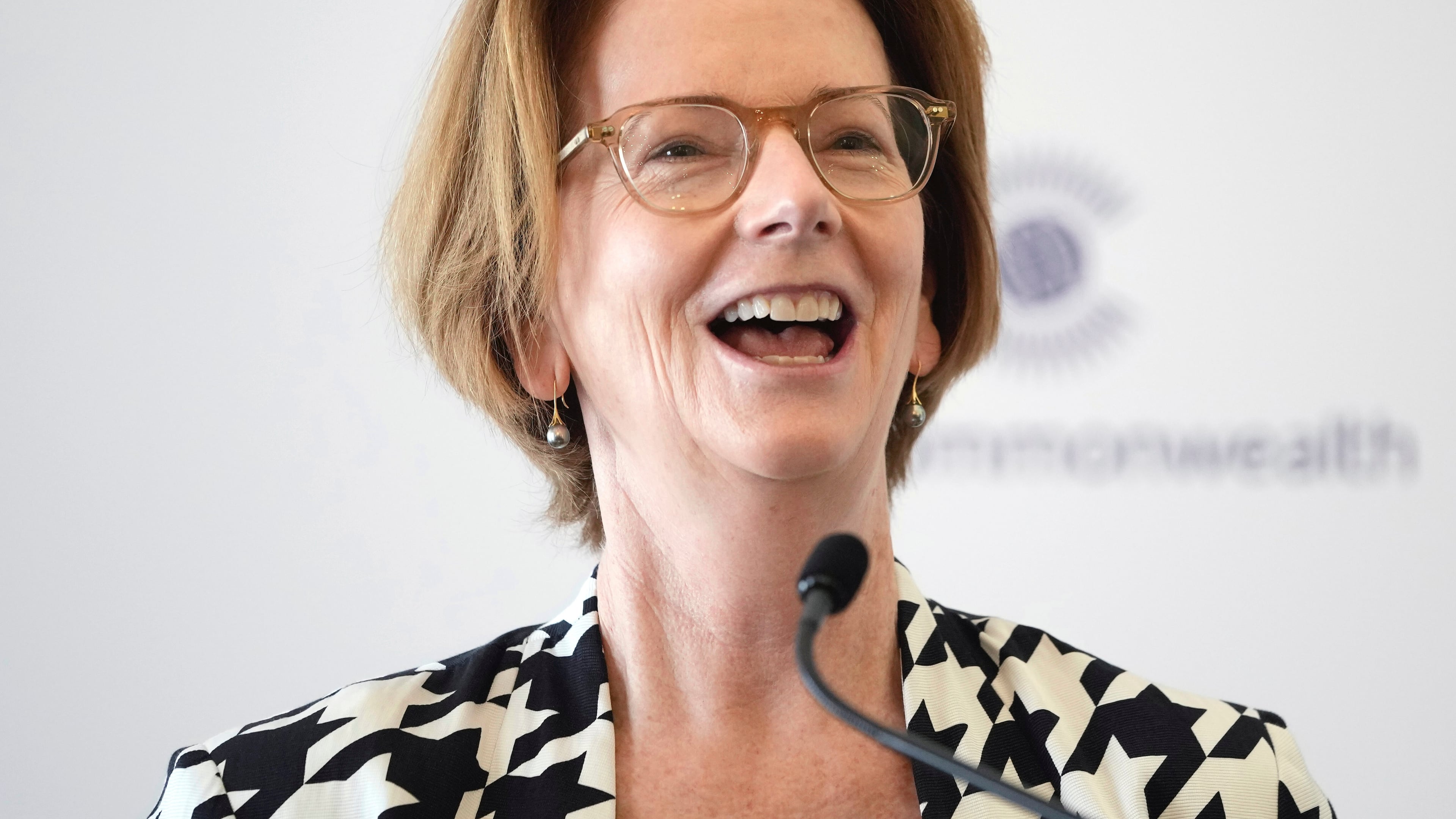 FILE - Julia Gillard, former Prime Minister of Australia, speaks during a forum on climate change and health at the headquarters of Commonwealth Secretariat in London, Thursday, May 9, 2024. (AP Photo/Kin Cheung, File)