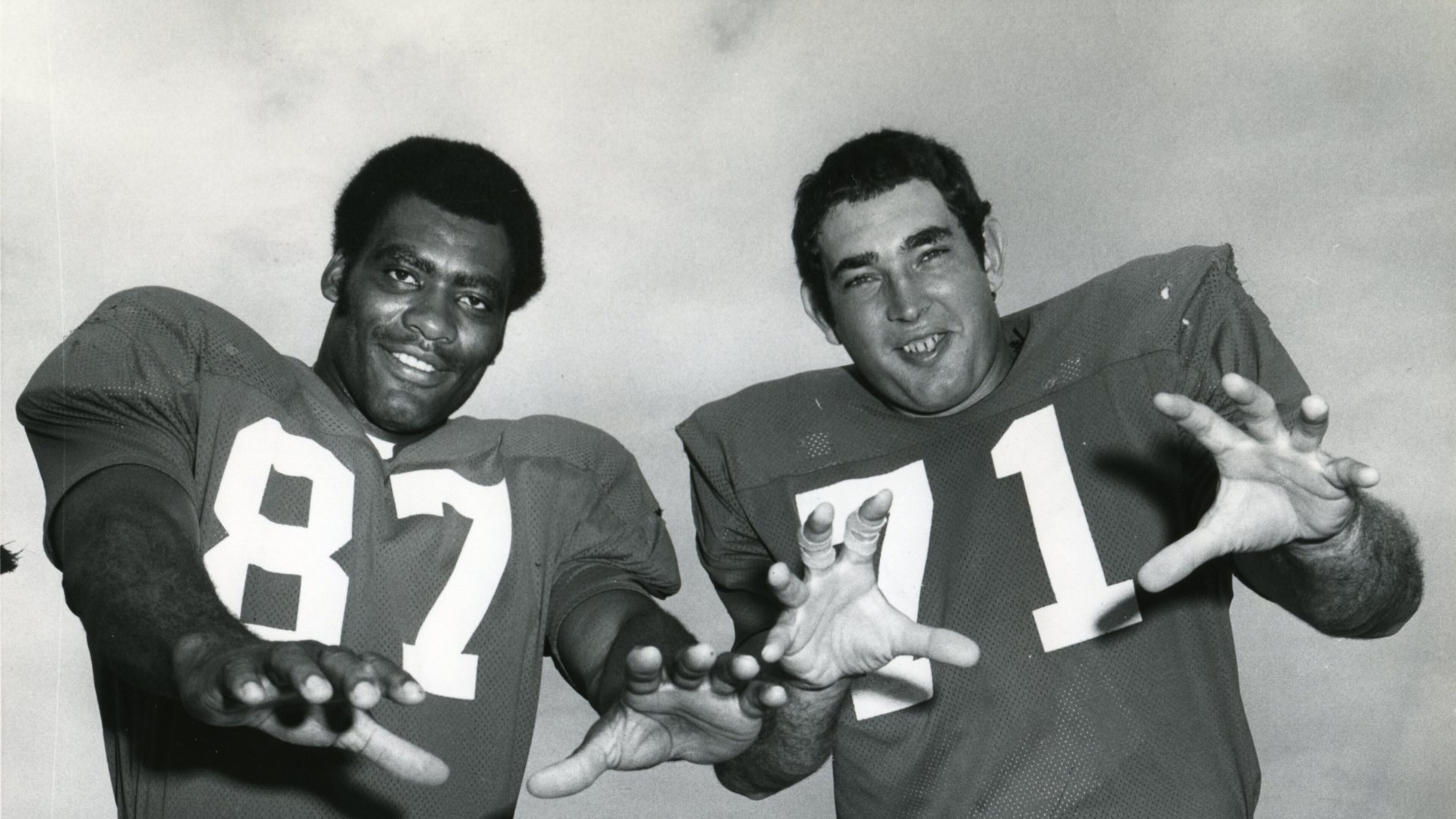 Claude Humphrey (left) and John Zook gave the Falcons a strong pass rush in the 1970s.