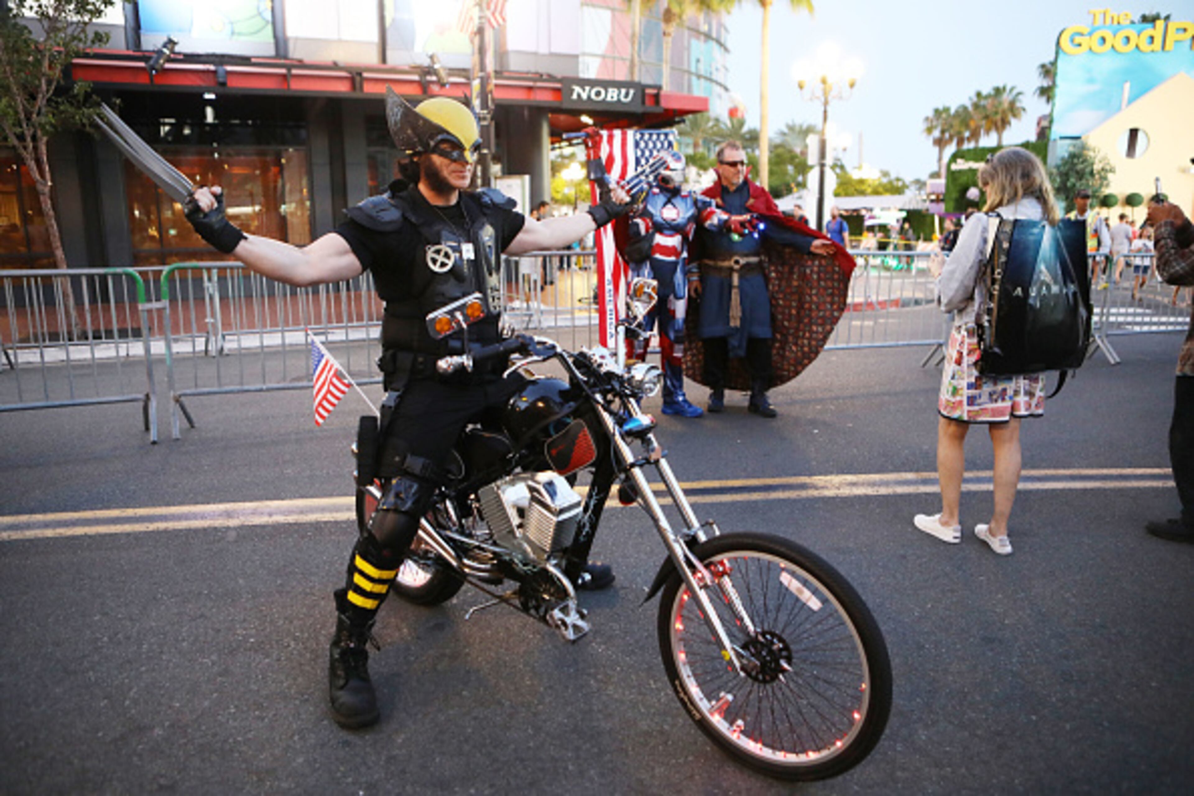 SAN DIEGO, CA - JULY 19: Cosplayers pose outside San Diego Comic-Con on July 19, 2018 in San Diego, California. Thousands of revelers are arriving for the festivities at the annual comic and entertainment convention. (Photo by Mario Tama/Getty Images)