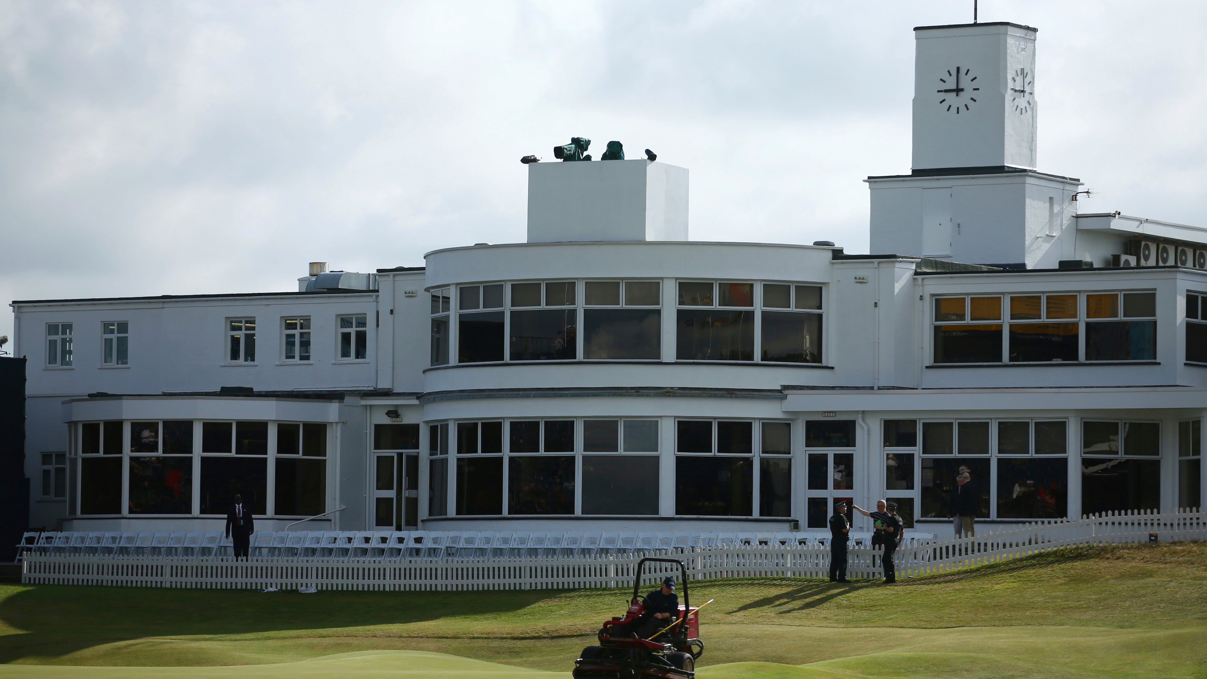 FILE - A groundsman prepares the 18th green ahead of the final round of the British Open Golf Championship, at Royal Birkdale, Southport, England, Sunday July 23, 2017. (AP Photo/Dave Thompson, File)