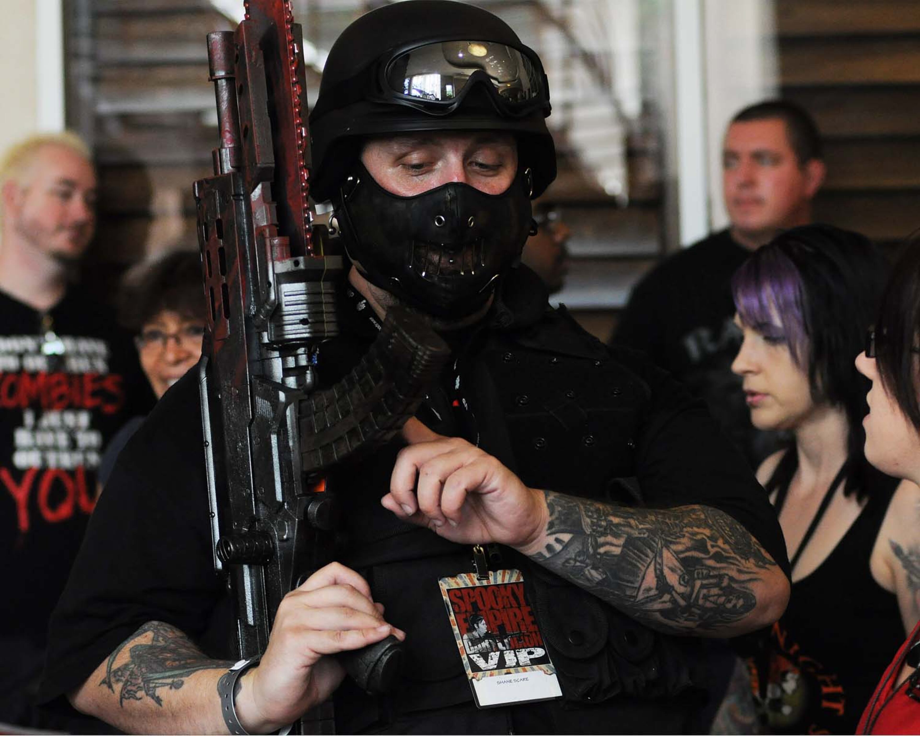A pack of blood-thirsty zombies marched on the Rosen Centre Hotel in Orlando, Florida to kick off Spooky Empire's annual May-Hem horror convention.