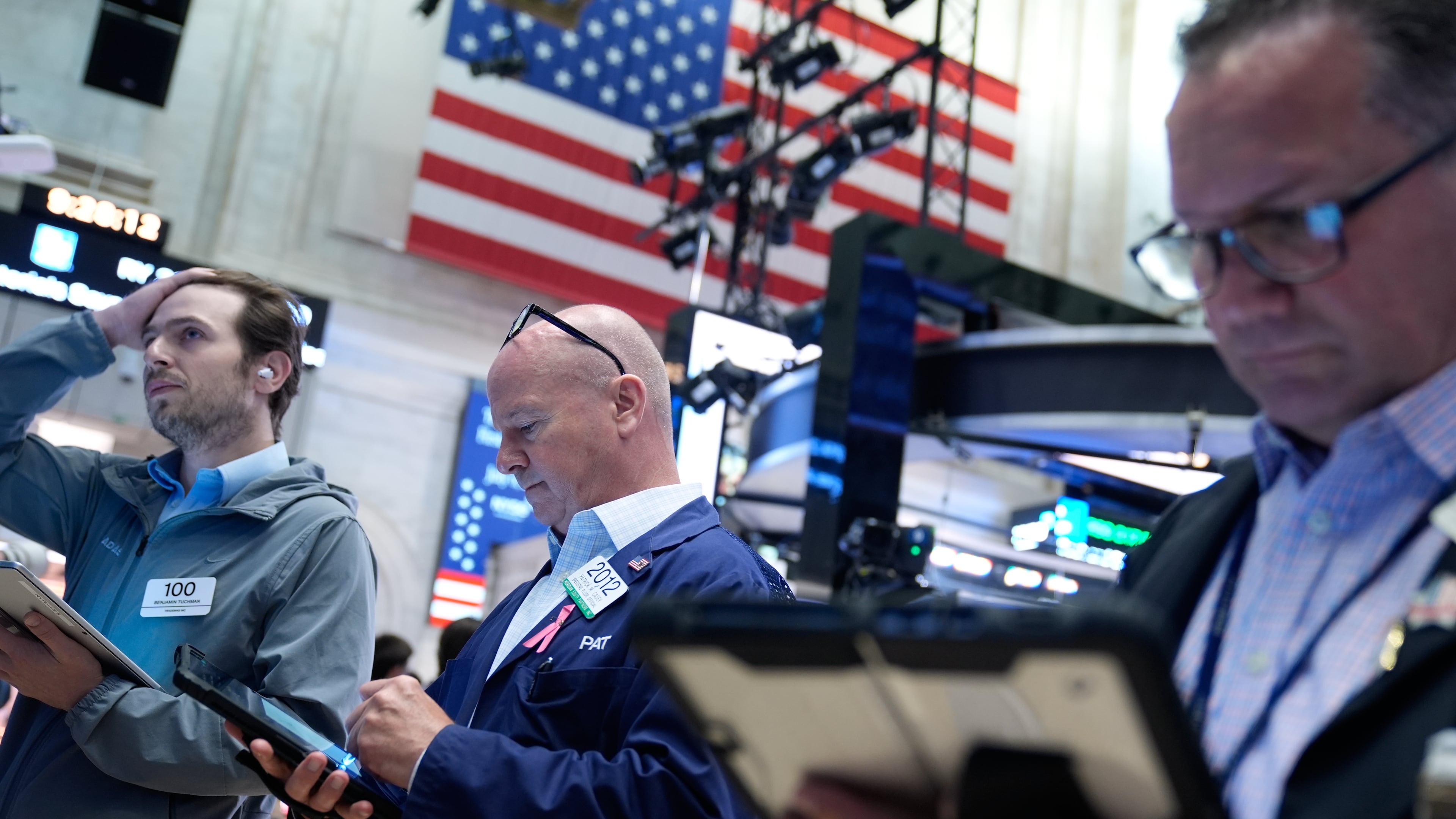 Traders work on the floor at the New York Stock Exchange in New York, Monday, July 6, 2026. (AP Photo/Seth Wenig)