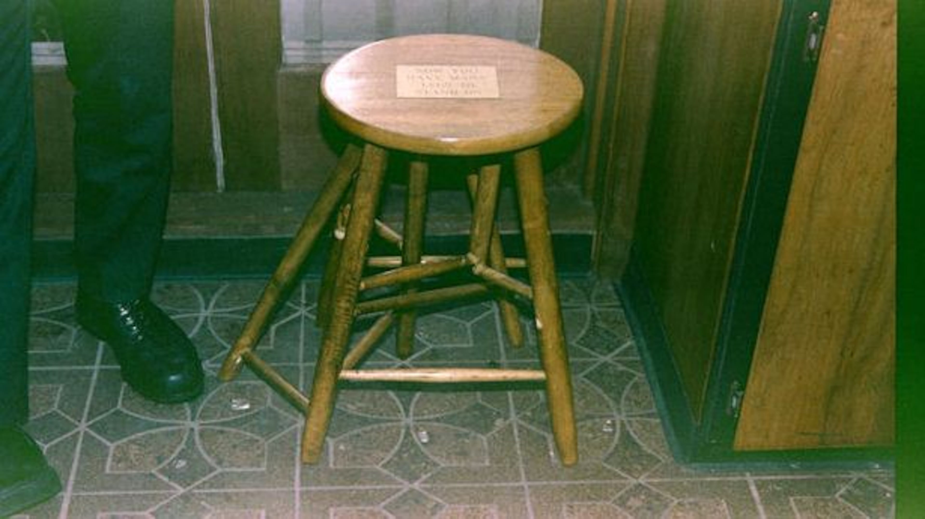 The lone piece of furniture in the greenhouse where Cobain was found dead in 1994.