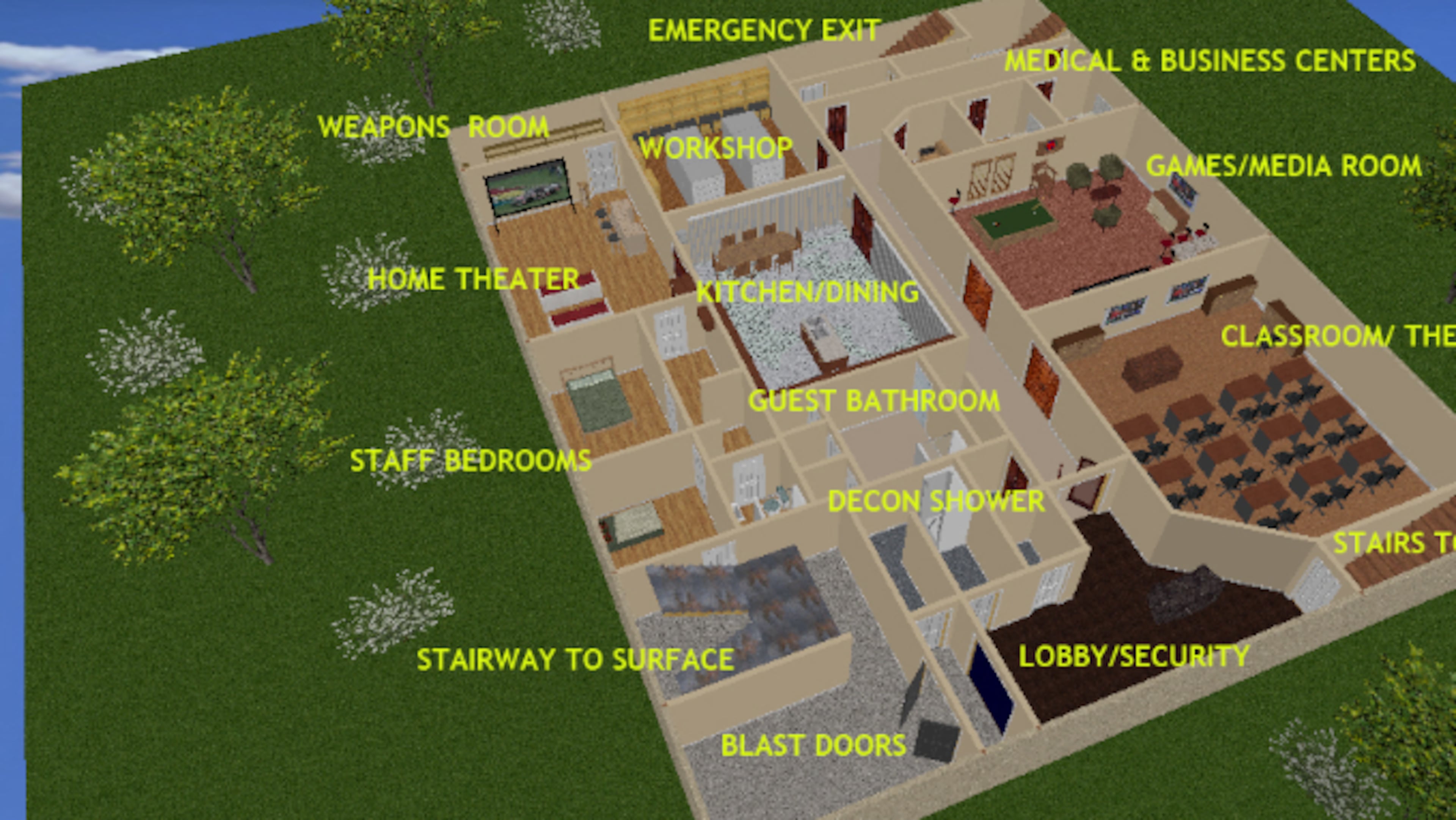 The bunker's floorplan.