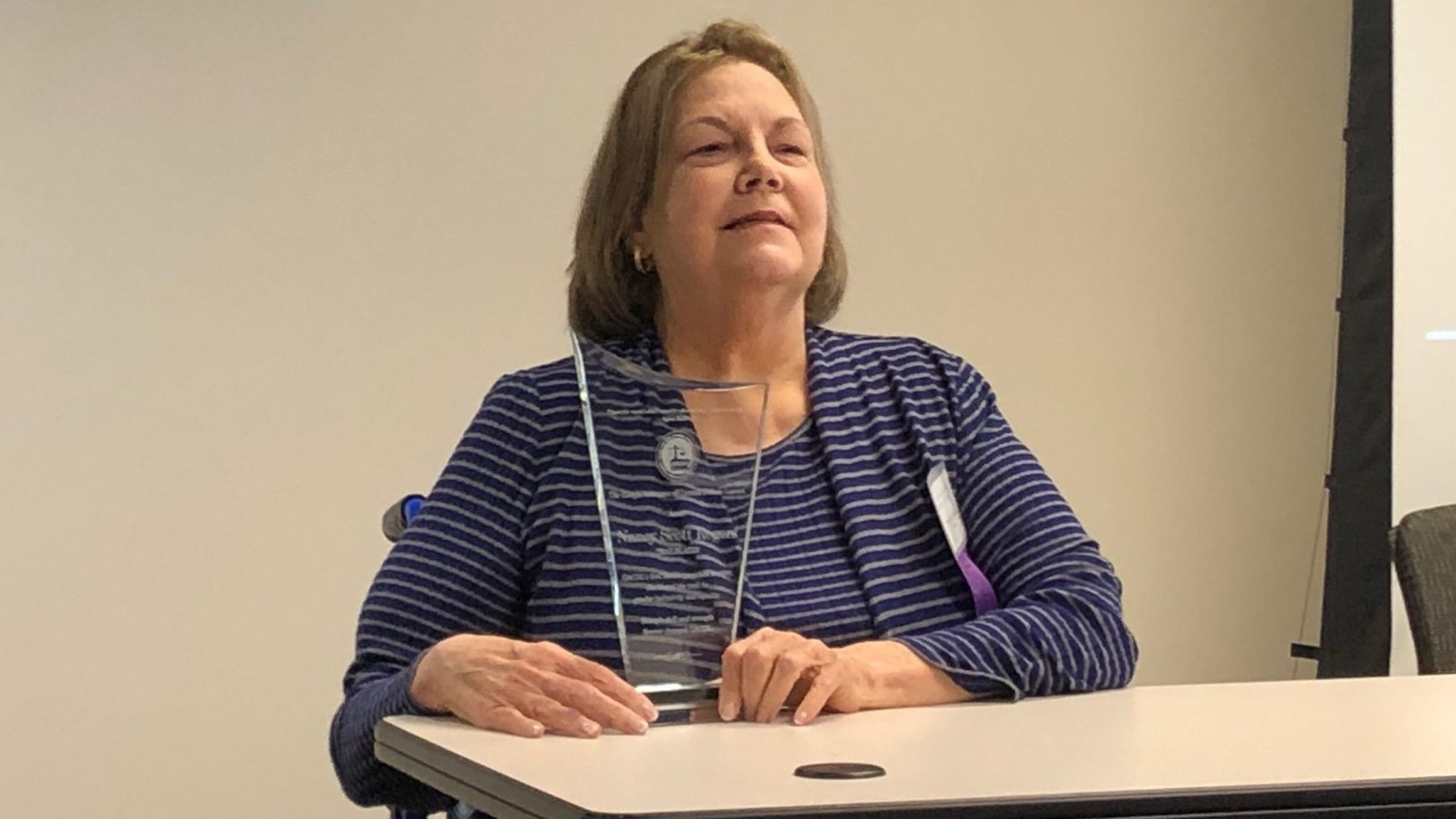 Nancy Scott Rogers received the Georgia Association of Criminal Defense Lawyers’ first Trailblazer Award on Friday. She was the first female president of the organization. (credit: Joshua Sharpe / AJC)