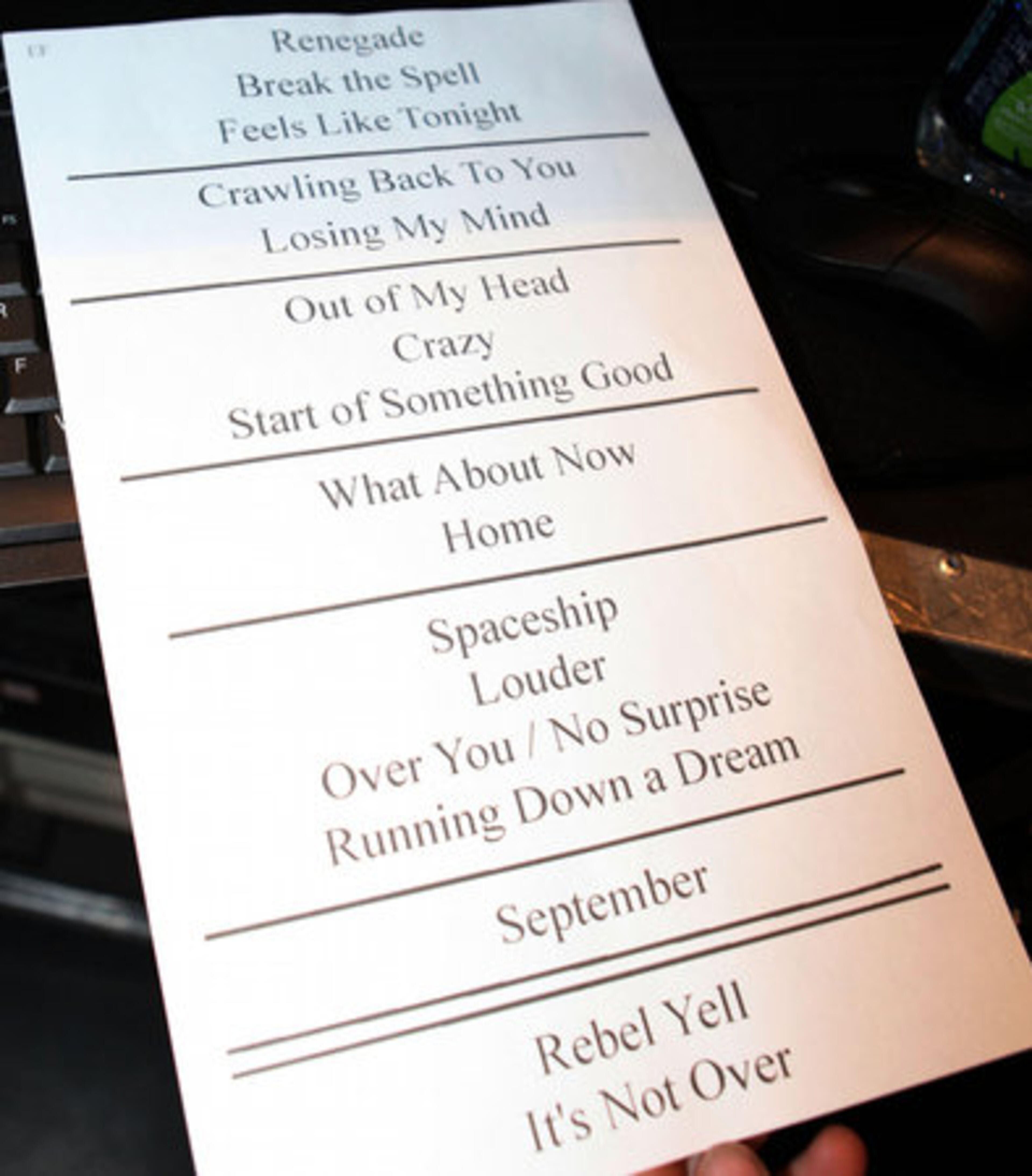 Tuesday night's set list for Daughtry.