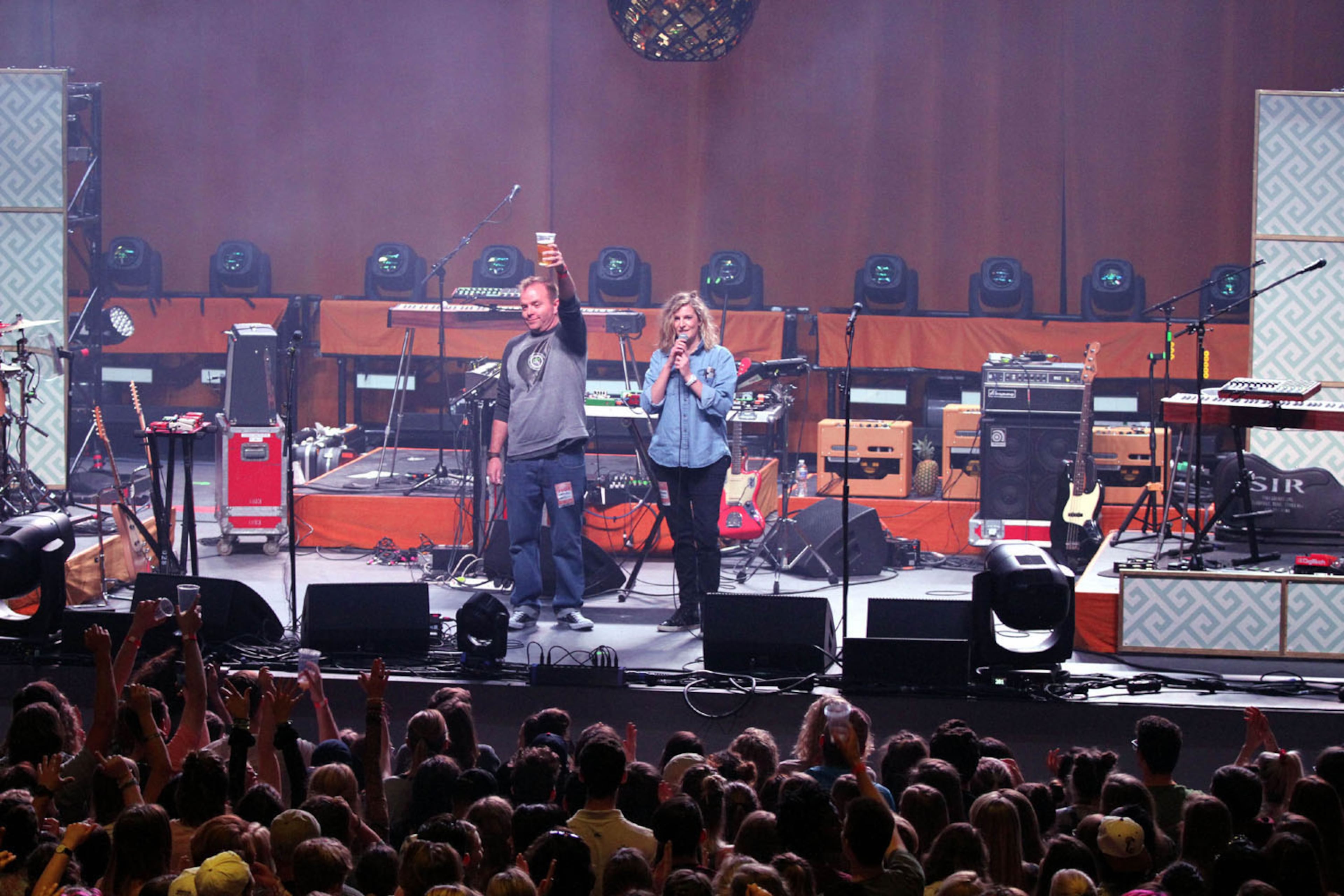#8 of #34. PLEASE KEEP IN SEQUENTIAL ORDER FOR THE CONTINUITY OF THE GALLERY.
--Radio 105.7- Atlanta's Alternative on-air personalities Ali and Knox greet the fans during the station's fourth birthday celebration.
The Coca Cola Roxy Theater held its grand opening celebration on Saturday, April 8, 2017, with British indie favorites Glass Animals and Australia's Jagwar Ma selling out the venue for Radio 105.7's fouth birthday party bash. Located in the nearly completed Battery entertainment district, next to SunTrust Park, new home of the Atlanta Braves, the gorgeous, nearly 4,000 capacity venue got positive grades from most of the VIP's and concert fans in attendence.
Robb Cohen Photography & Video /RobbsPhotos.com
