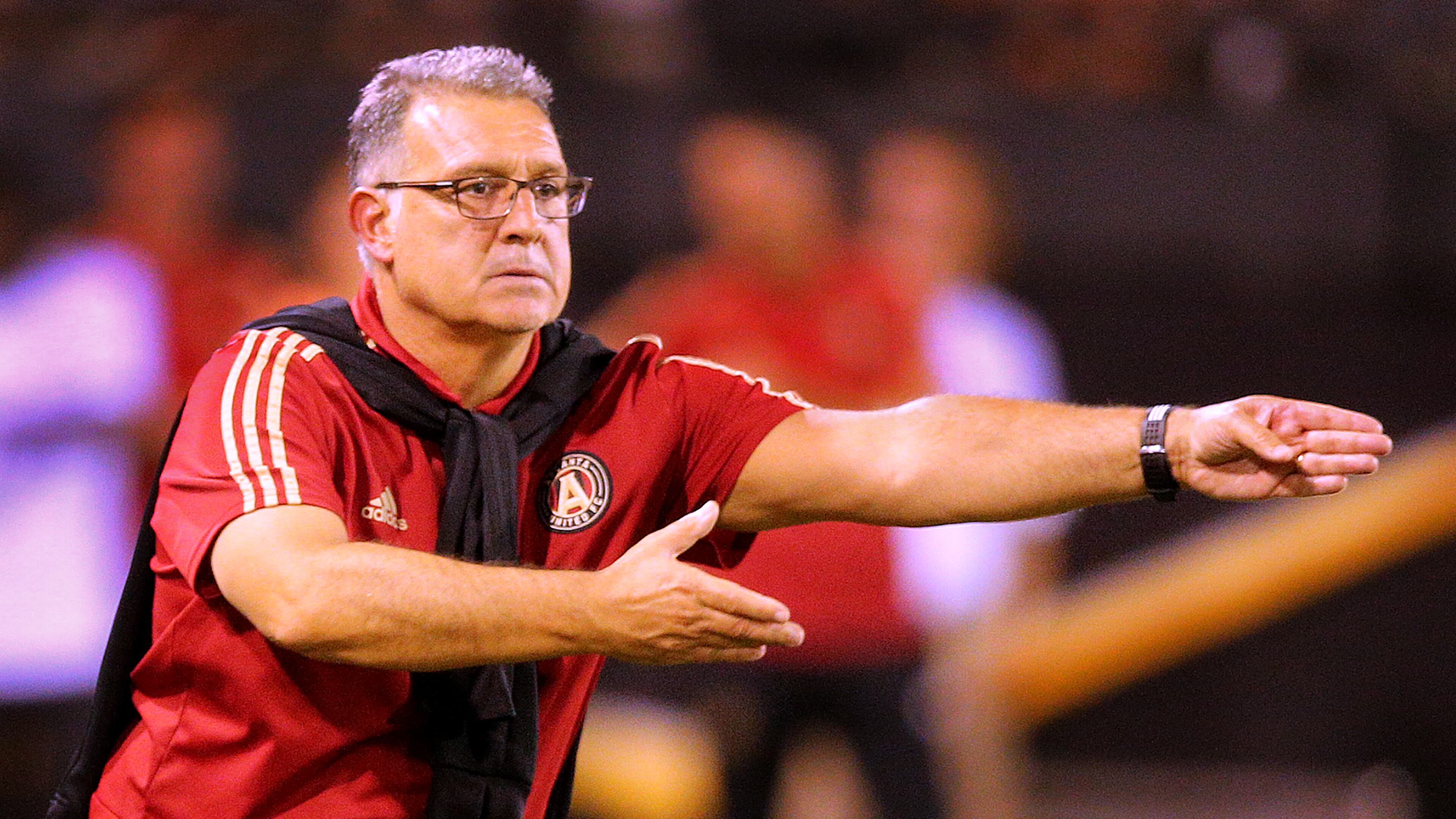 Atlanta United manager Gerardo Martino directs the offense against Charleston Battery on June 6.
