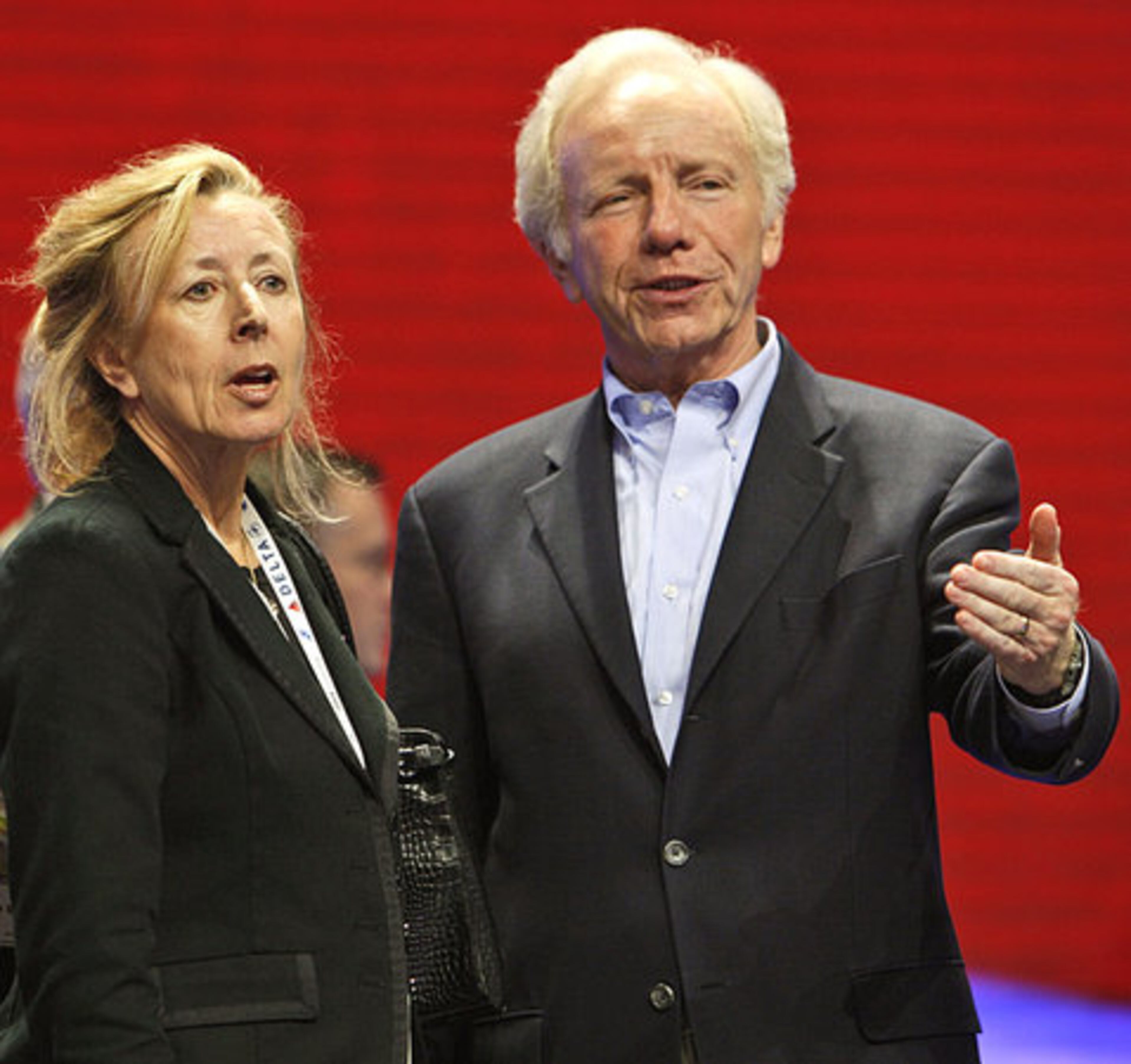 U.S. Sen. Joe Lieberman (I-Conn.) and his wife, Hadassah, tour the Republican National Convention hall Tuesday. Lieberman is scheduled to speak Tuesday night.