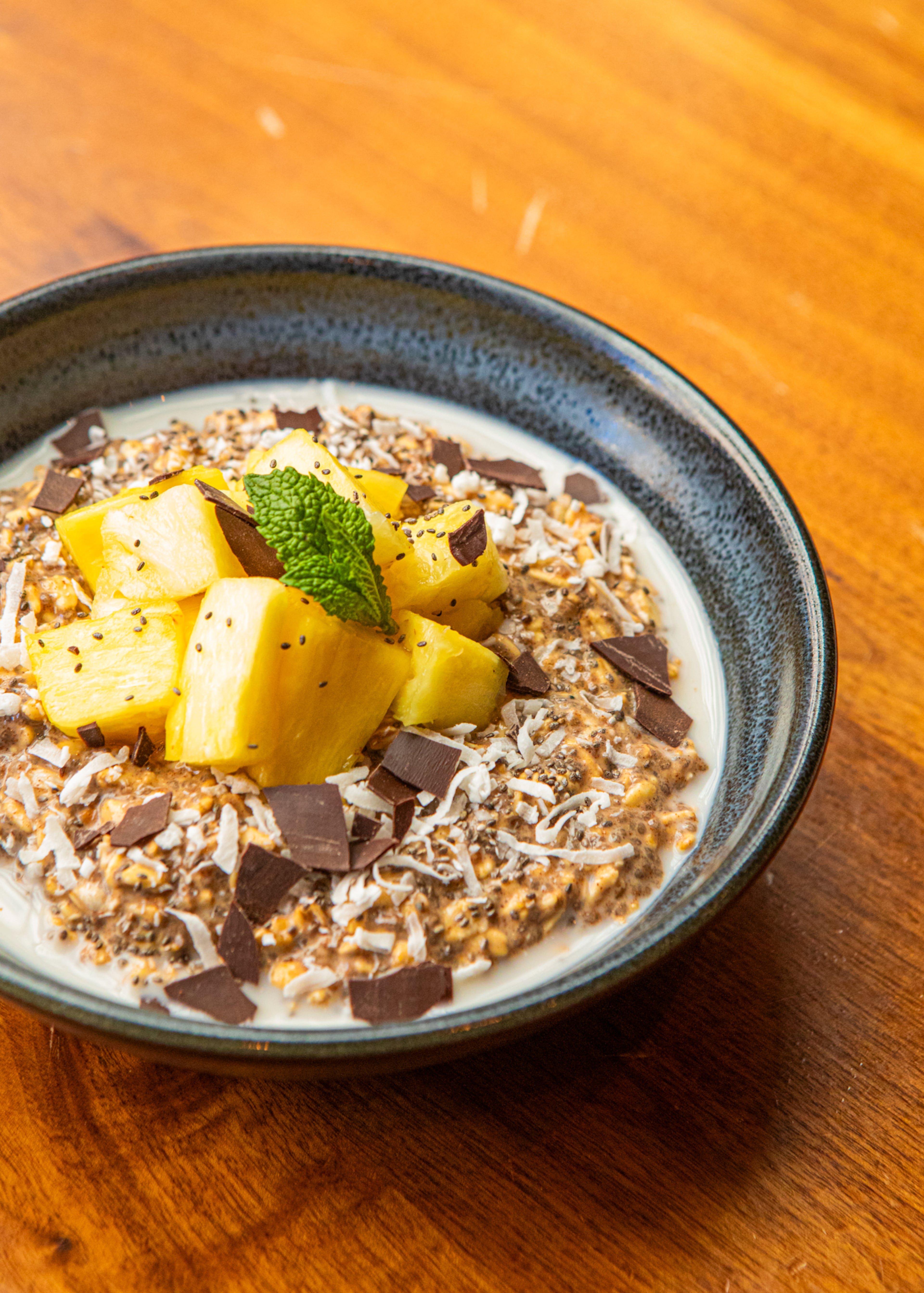 Overnight Oats made and styled by chef James Potts at South City Kitchen in Alpharetta. (Courtesy of Aaliyah Man)