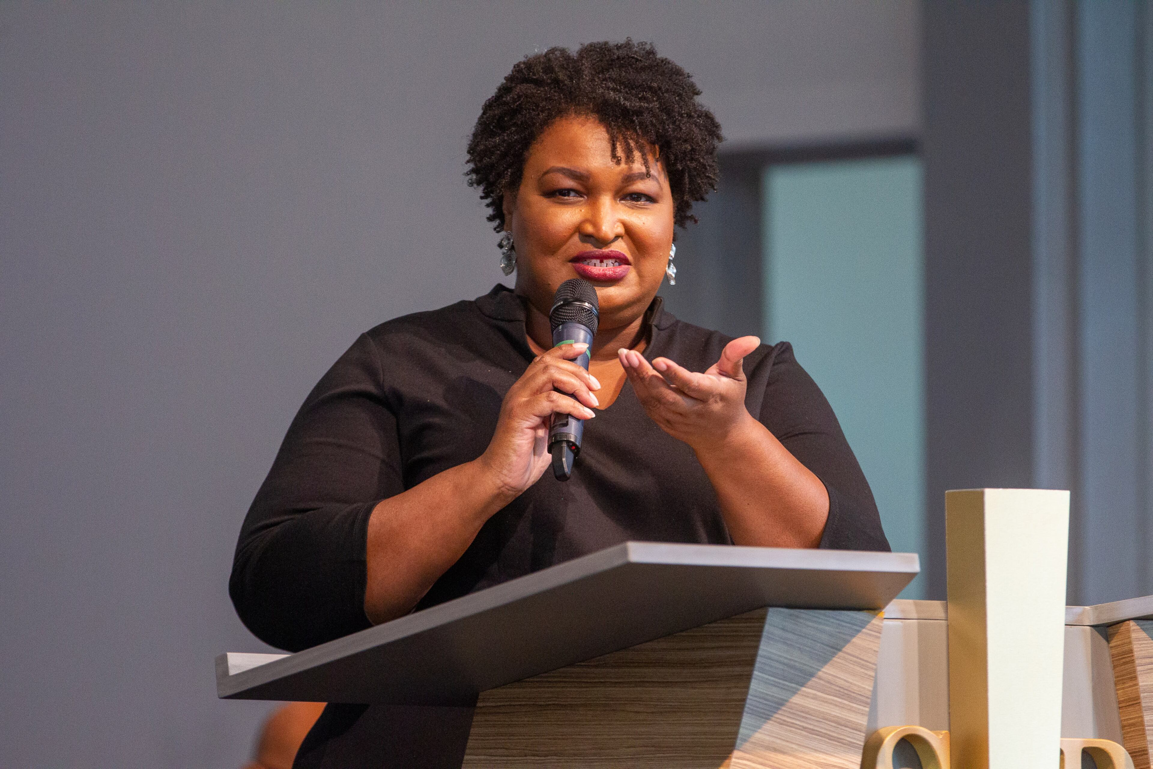 Stacey Abrams speaks Saturday, July 17, 2021, at the celebration of life and dedication of the Jordan Family Life Center in Vernon Jordan's honor at St. Paul A.M.E. Church, where he was a lifelong member. The Atlanta native, who became a champion of civil rights before reinventing himself as a Washington insider and corporate influencer, died March 1 at age 85. (Photo: Steve Schaefer for The Atlanta Journal-Constitution)