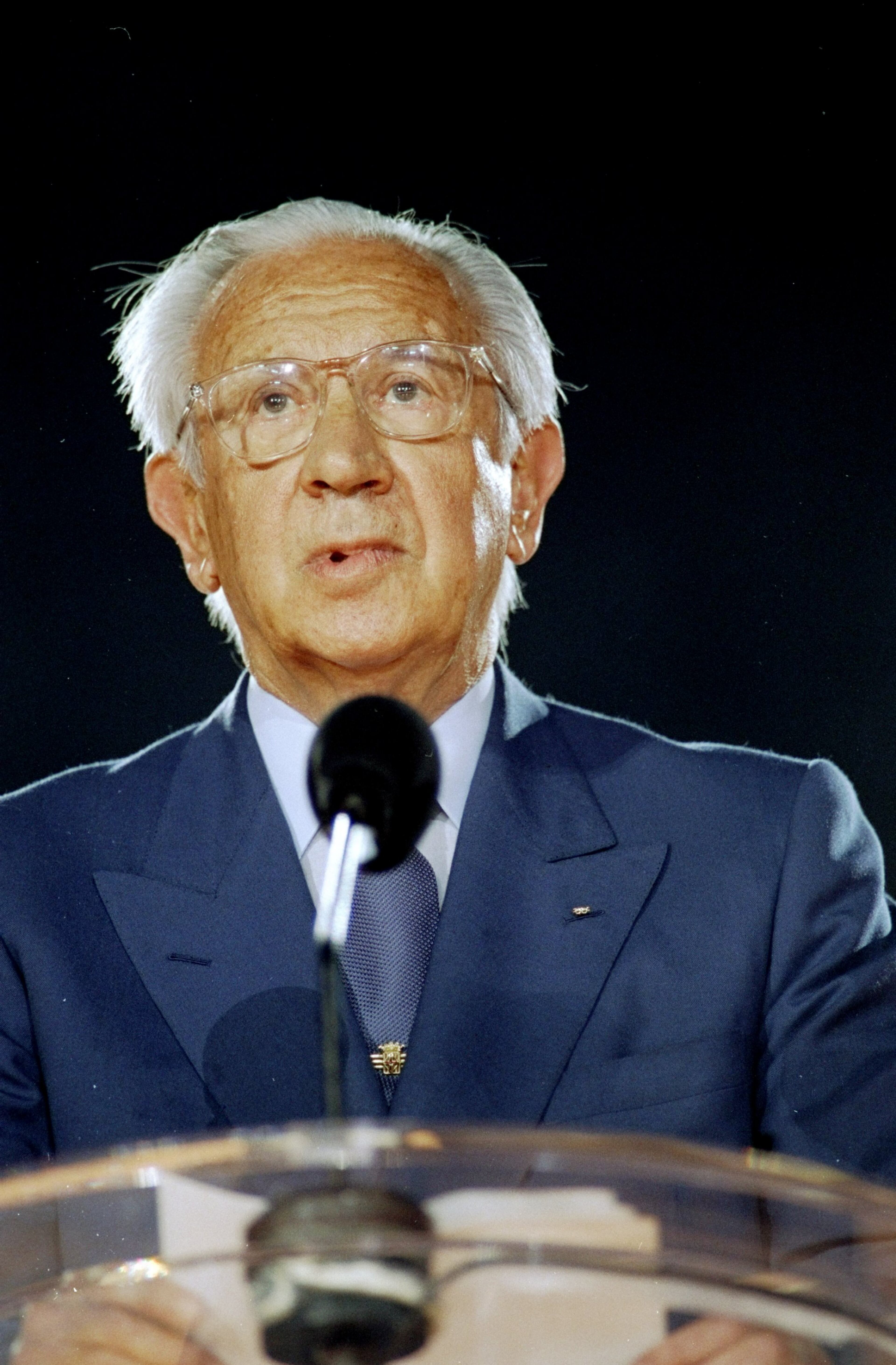 Portrait of the IOC President Juan Antonio Samaranch during the 1996 Centennial Olympic Games at the Olympic Stadium in Atlanta, Georgia.