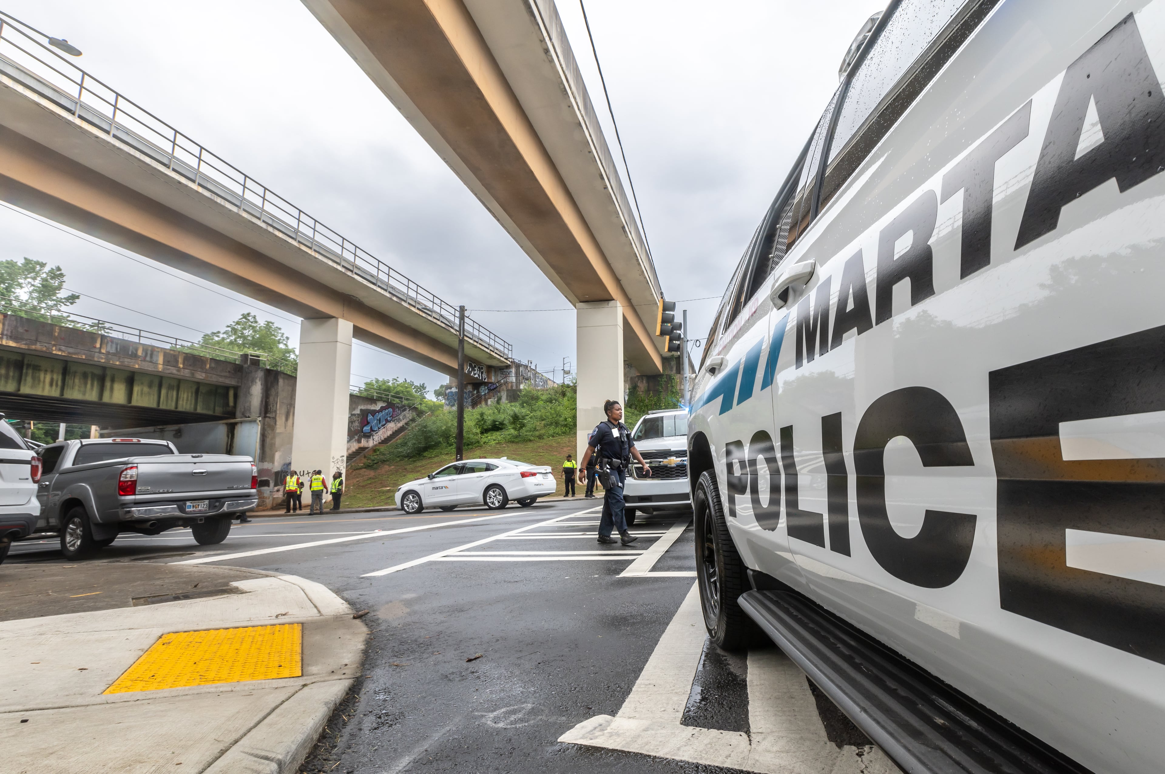A vehicle rear-ended a MARTA bus in DeKalb County early Wednesday. The vehicle's driver died, officials said. (John Spink/AJC FILE)