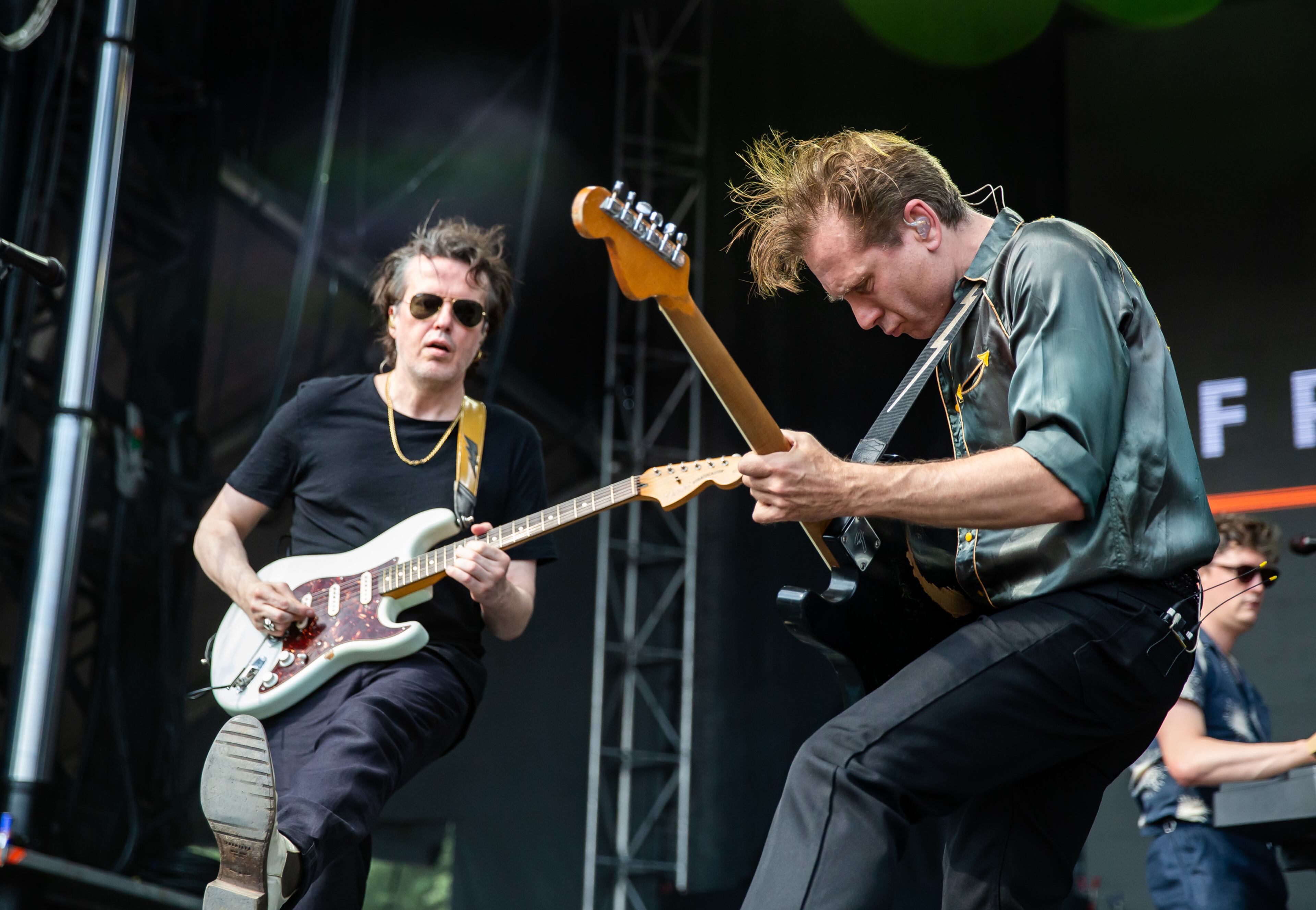Atlanta, Ga. — Franz Ferdinand jumped around in 90-degree heat and played their indie-rock hits on Sunday, Sept. 21, 2025, at Piedmont Park. (RYAN FLEISHER FOR THE ATLANTA JOURNAL-CONSTITUTION)
