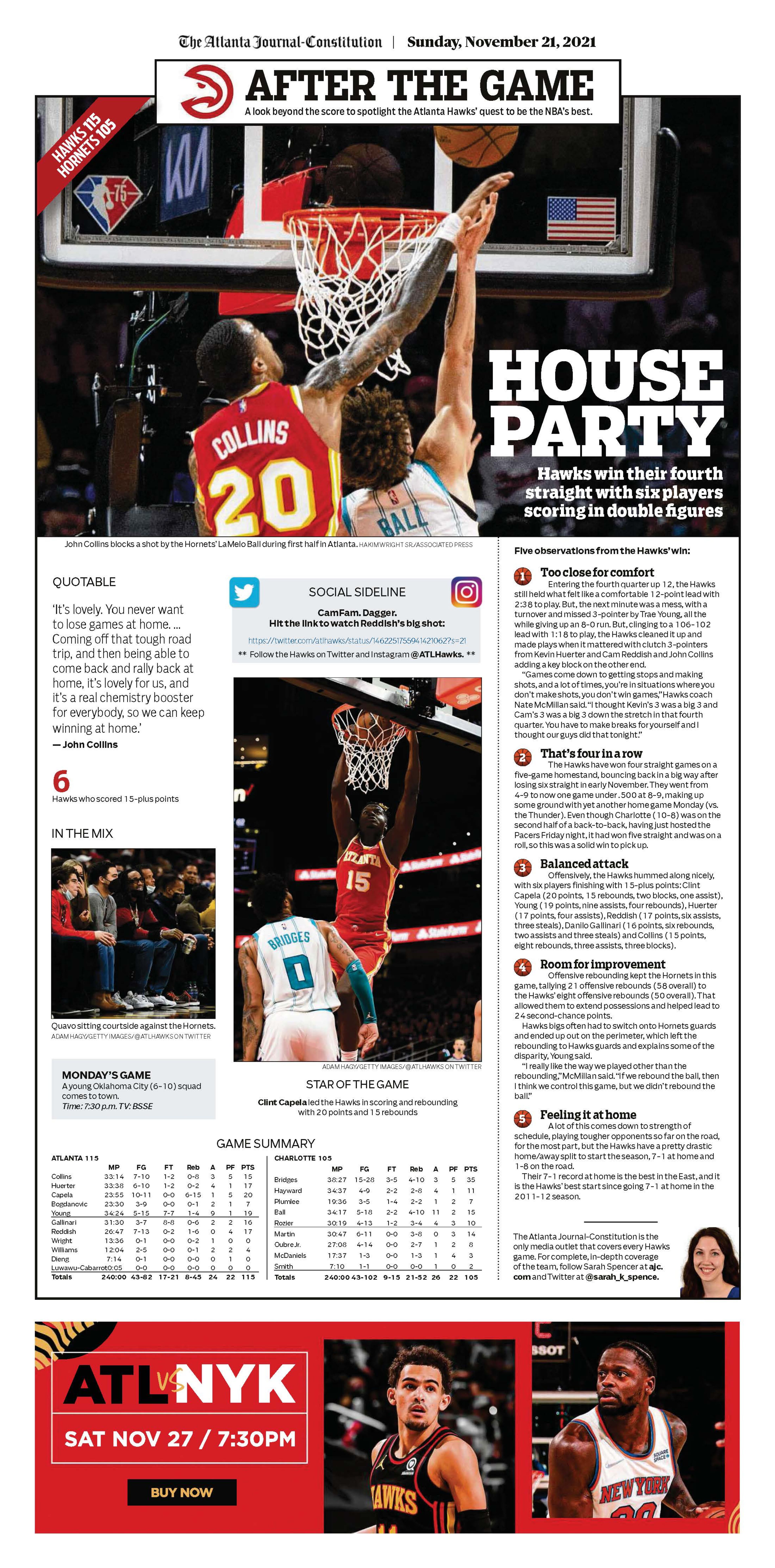College Football and Atlanta Hawks extras included in Sunday ePaper