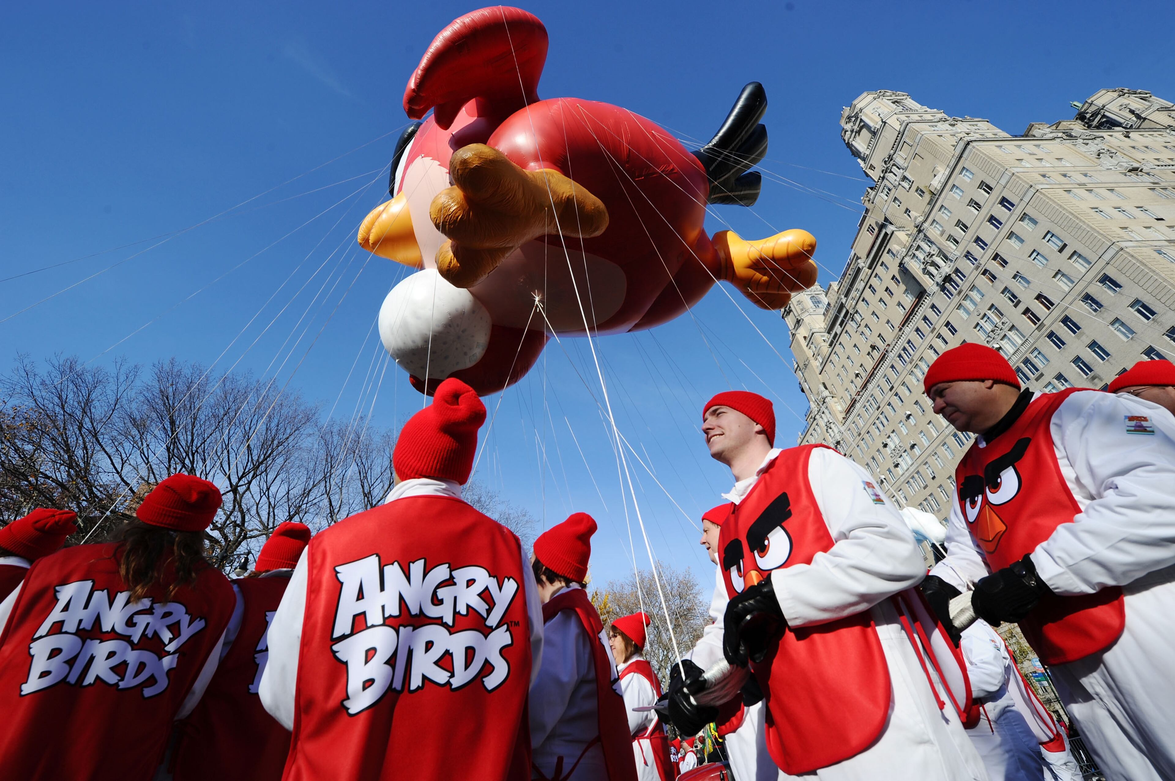 NEW YORK, NY - NOVEMBER 26: Atmosphere of Angry Birds Movie Red In Macy's Thanksgiving Day Parade on November 26, 2015 in New York City. (Photo by Ilya S. Savenok/Getty Images for Rovio)