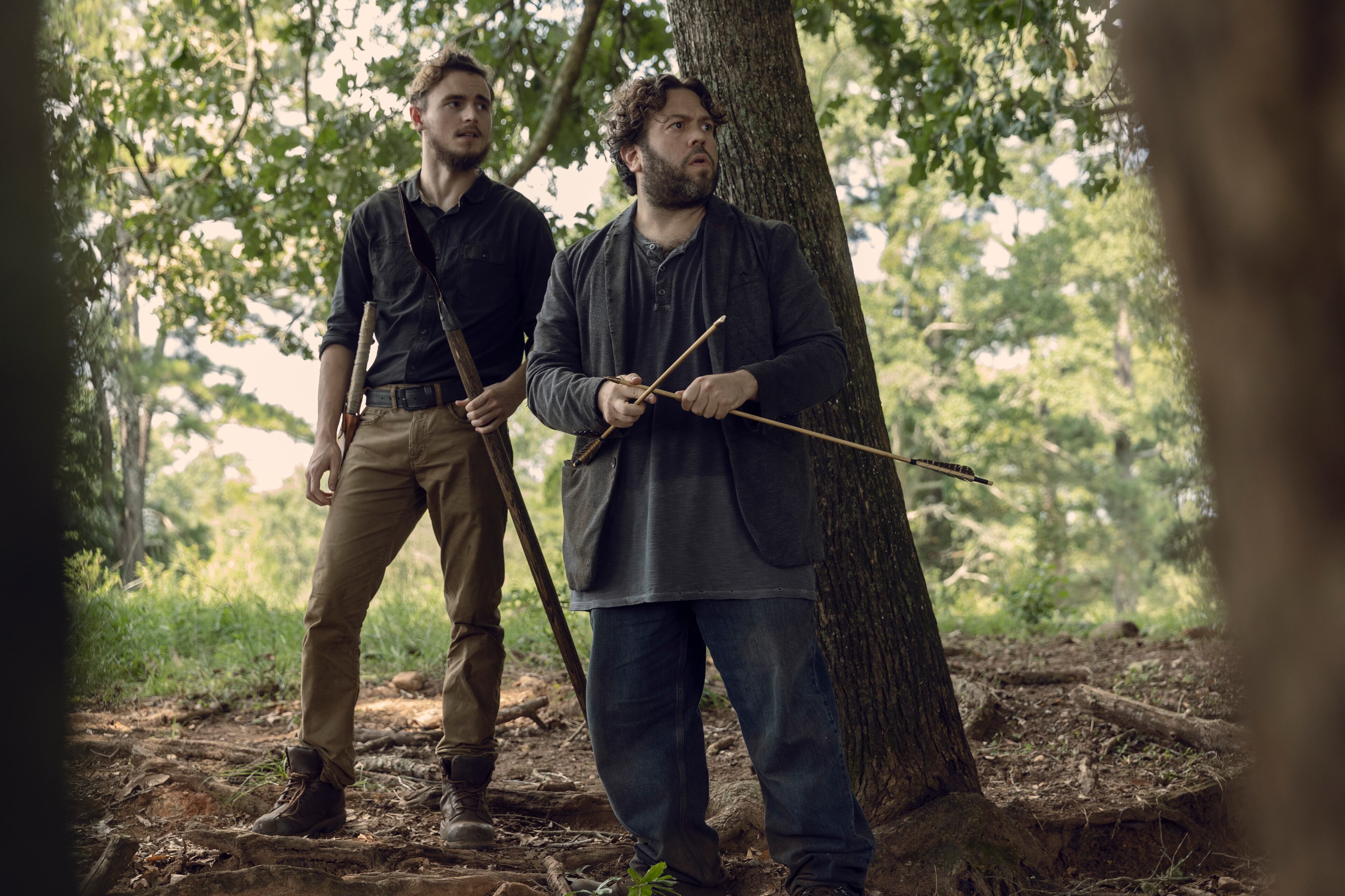Dan Fogler as Luke, Callan McAuliffe as Alden - The Walking Dead _ Season 9, Episode 9 - Photo Credit: Jackson Lee Davis/AMC