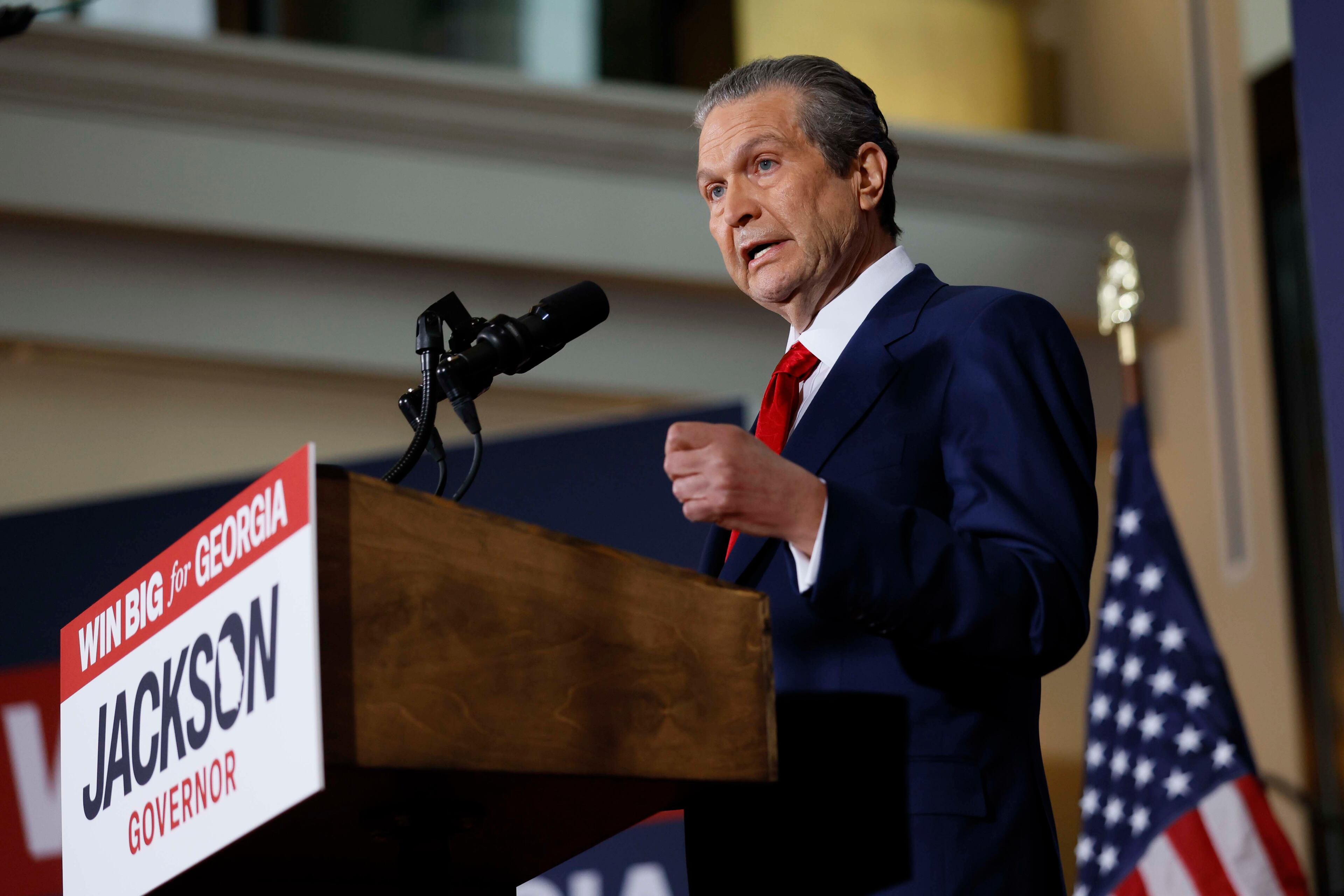 Health care business owner Rick Jackson kicked off his Republican campaign for governor last week in Alpharetta. (Miguel Martinez/AJC)