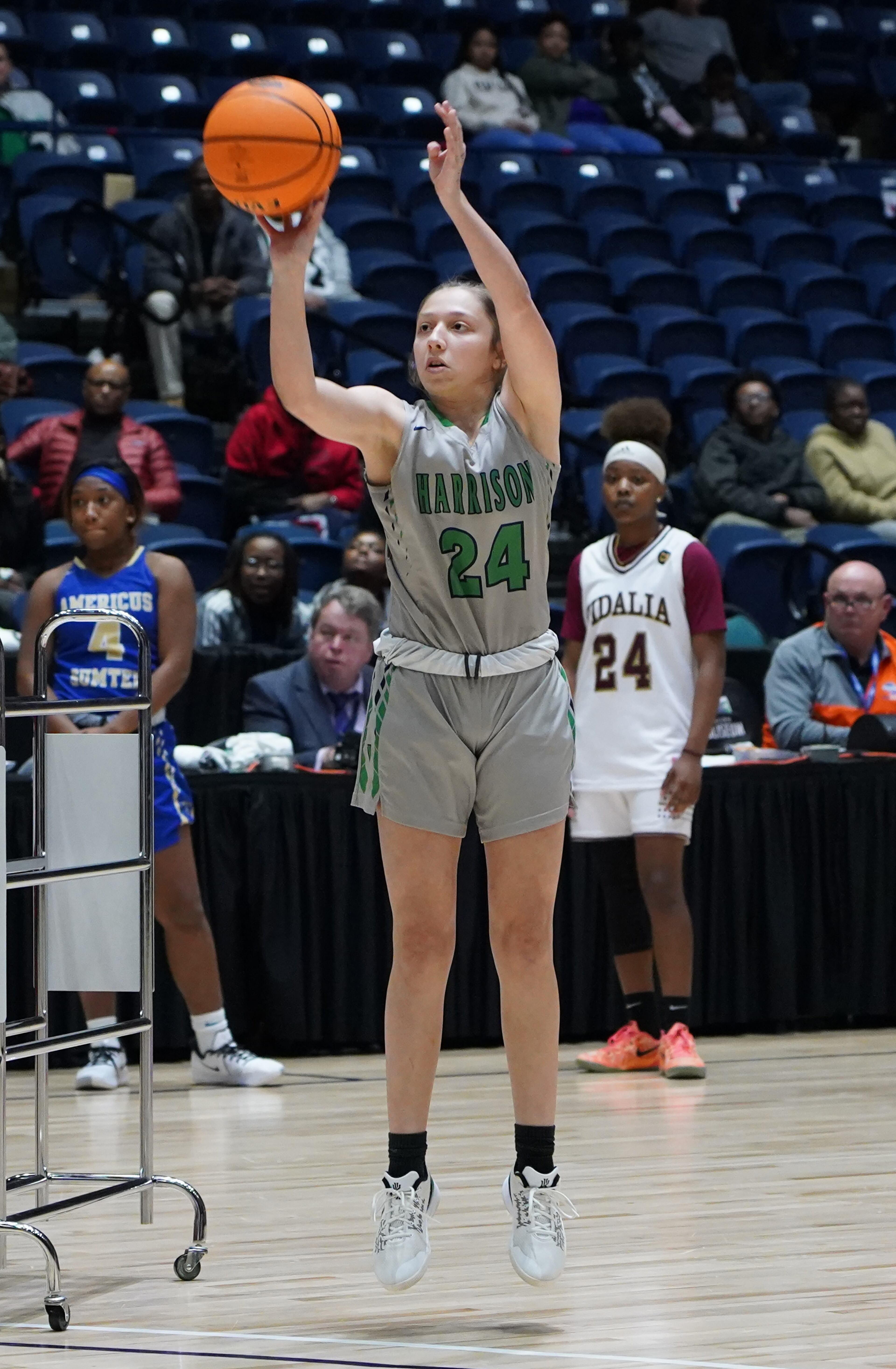 Harrison's Emily Acampora shoots during the three-point contest which she won at the Macon Centreplex, Friday March 6, 2020, in Macon. Tami Chappell for the Atlanta Journal Constitution