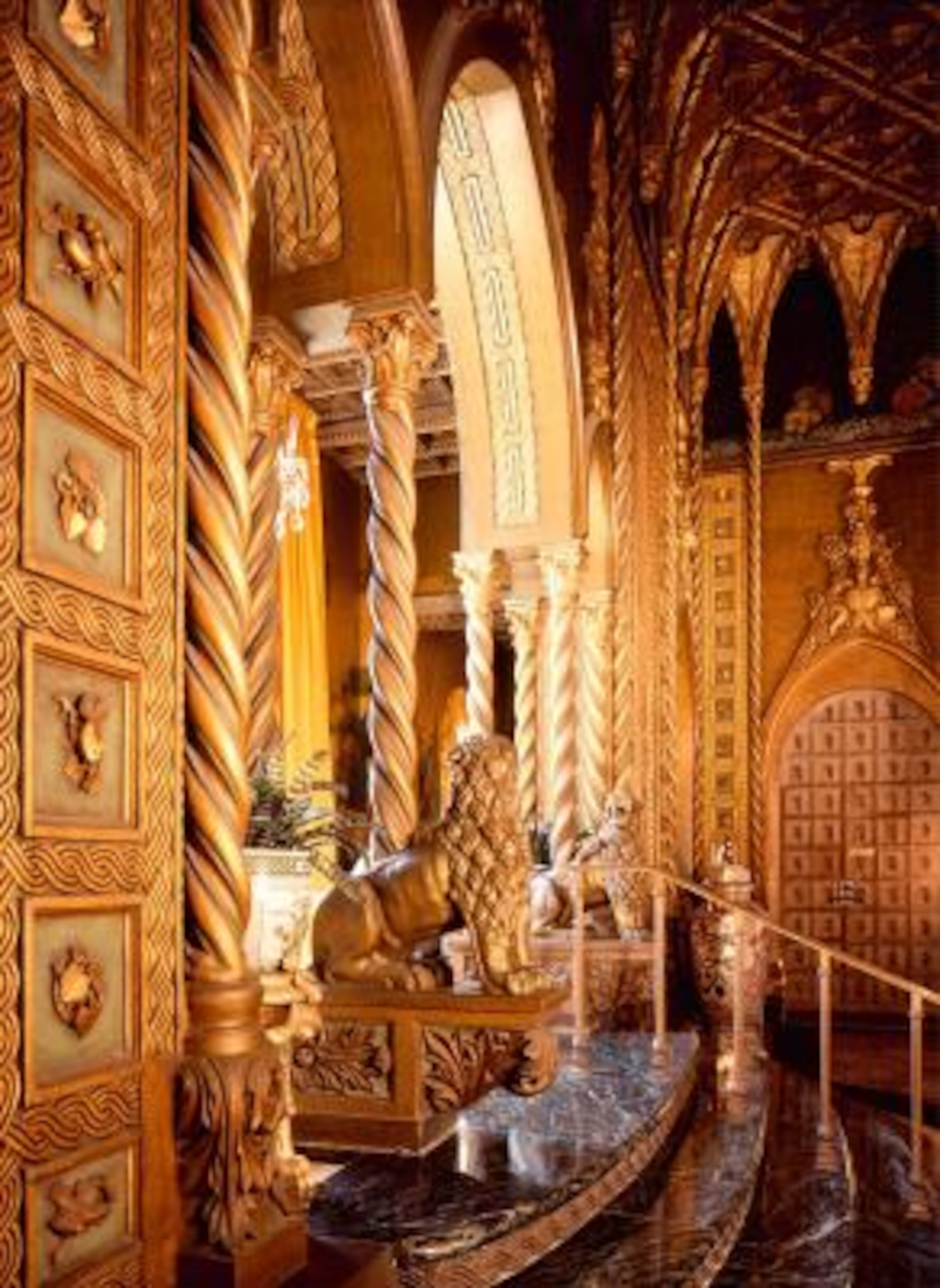 The east wall of the living room in the Mar-a-Lago club.