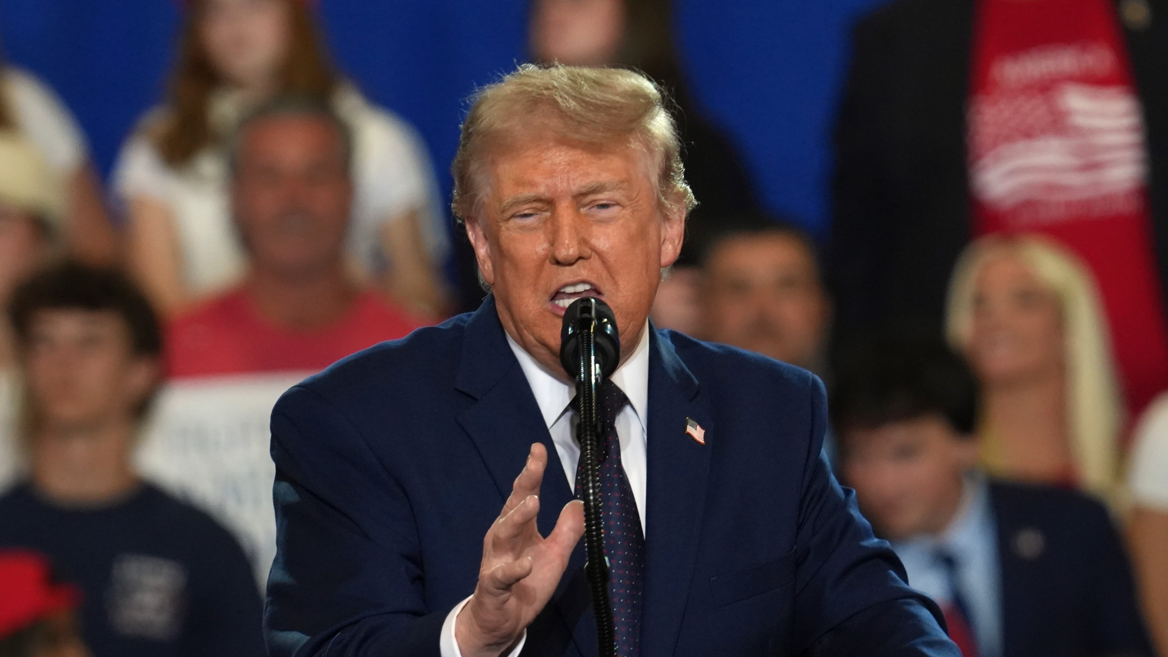 President Donald Trump speaks during a Fighting For American Workers event, Friday, May 22, 2026, in Suffern, N.Y. (AP Photo/Ryan Murphy)