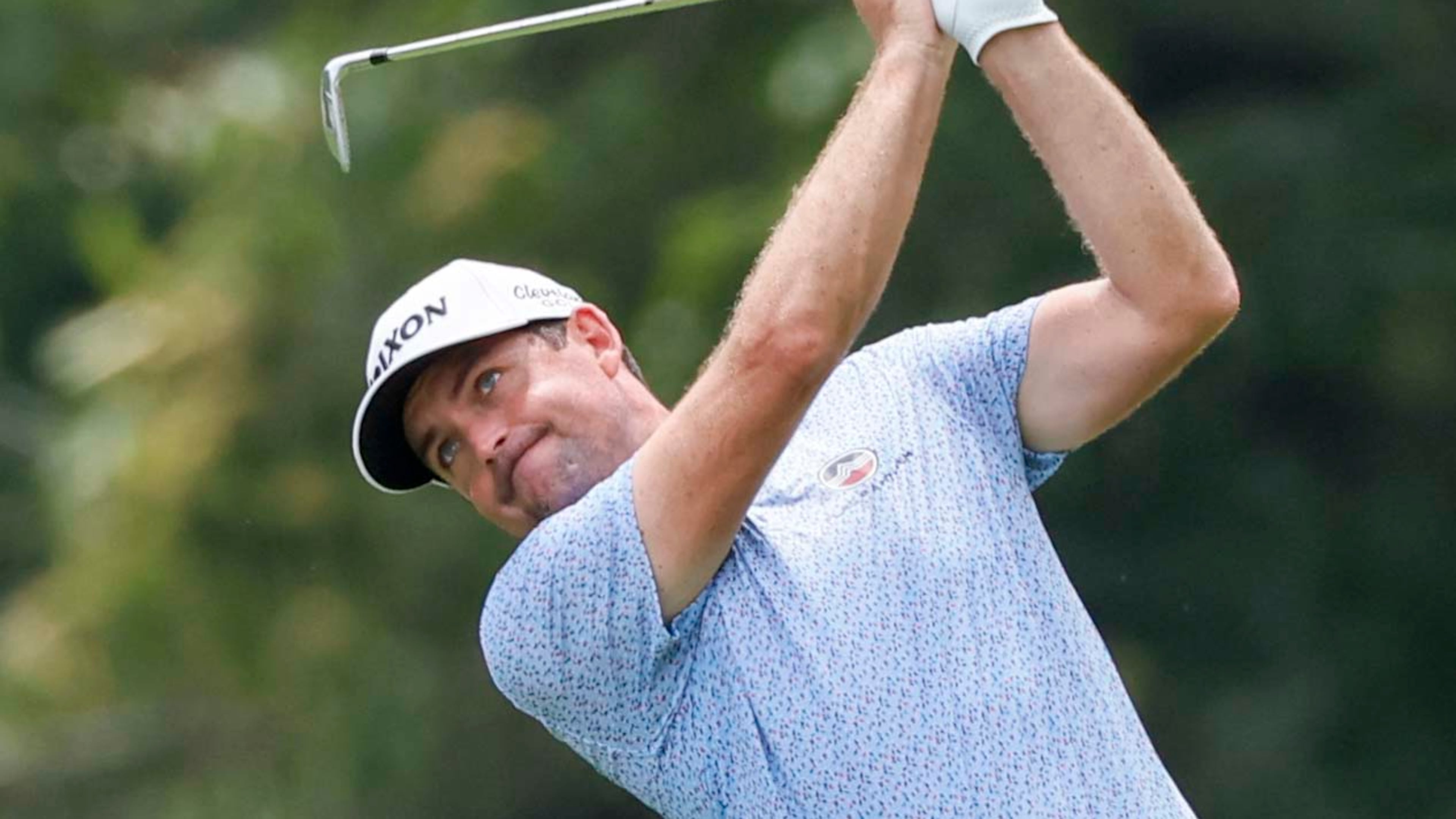 Keegan Bradley plays on the 17th hole during the practice round of the PGA Tour Championship on Wednesday, August 20. 2025, at East Lake Golf Club in Atlanta. (Miguel Martinez/ AJC)