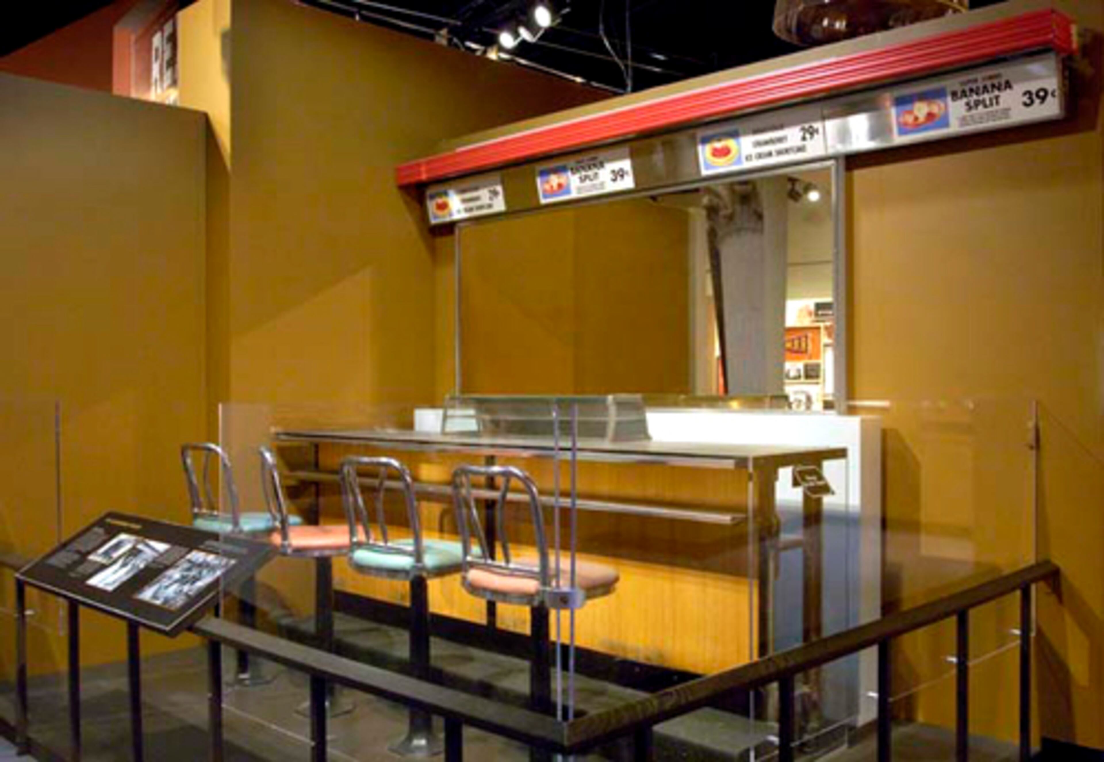 This photo released by the Smithsonian Institution shows the Woolworth's lunch counter from Greensboro, N.C., that became a symbol of the nation's civil rights movement in 1960, when African American staged sit-ins at the counter after being refused service.