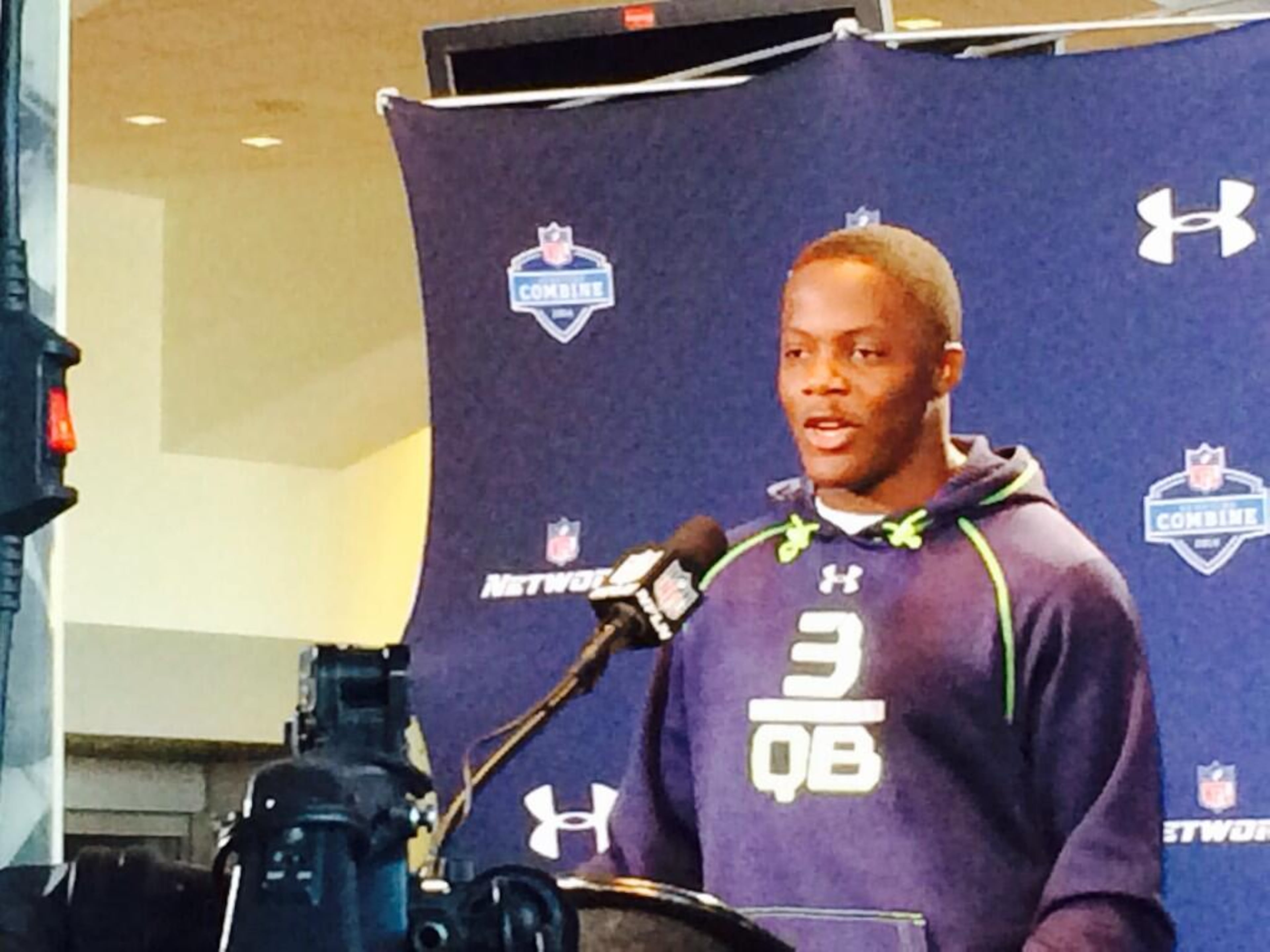 Louisville quarterback said he's the No. 1 quarterback in the 2014 NFL Draft at the scouting combine. (D. Orlando Ledbetter/dledbetter@ajc.com)