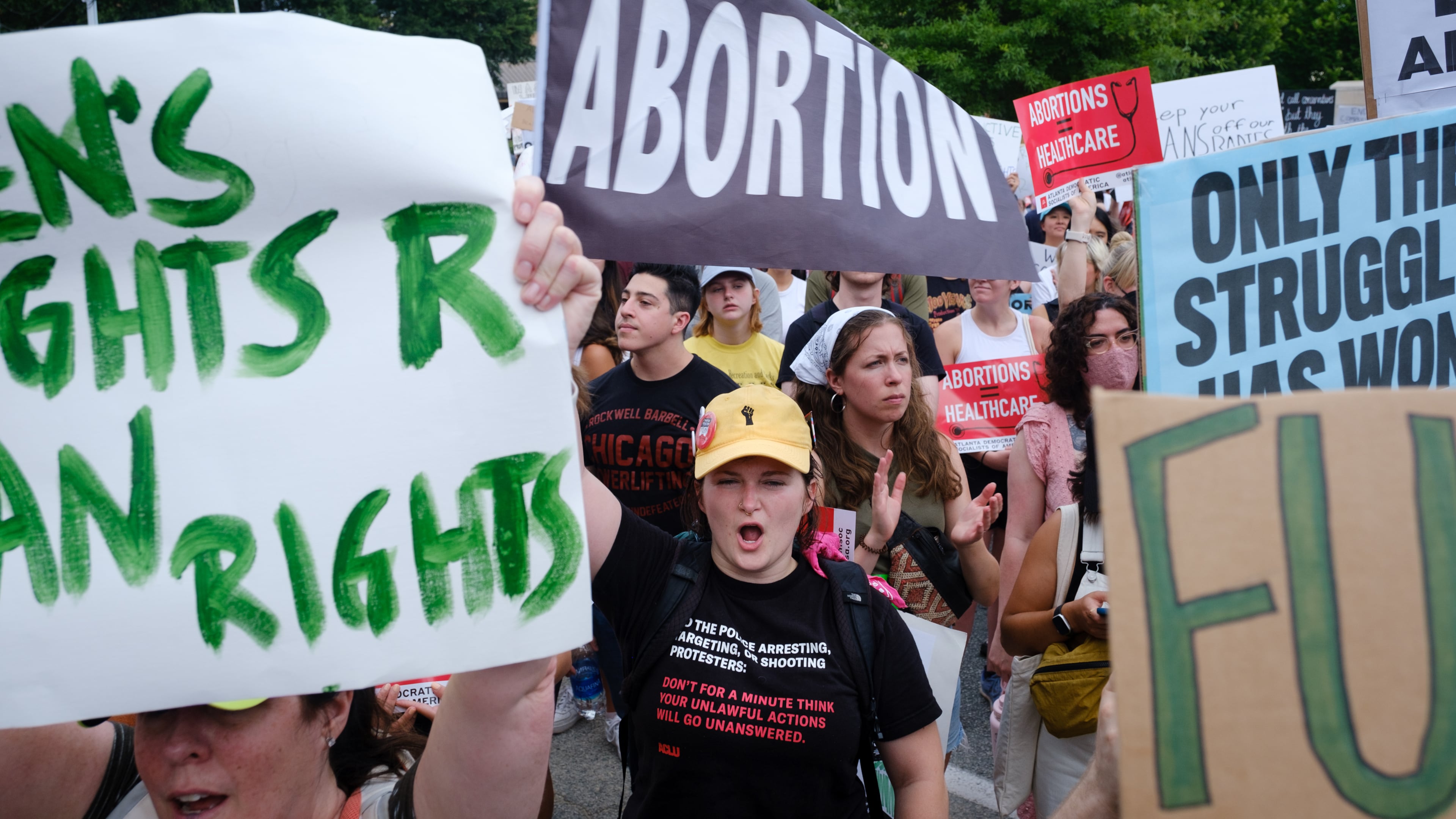 Chloe Hultman attends an abortion rights rally at the Georgia Capitol on Friday, June 24, 2022. The protest follows the Supreme Court’s overturning of Roe v Wade. (Arvin Temkar / arvin.temkar@ajc.com)