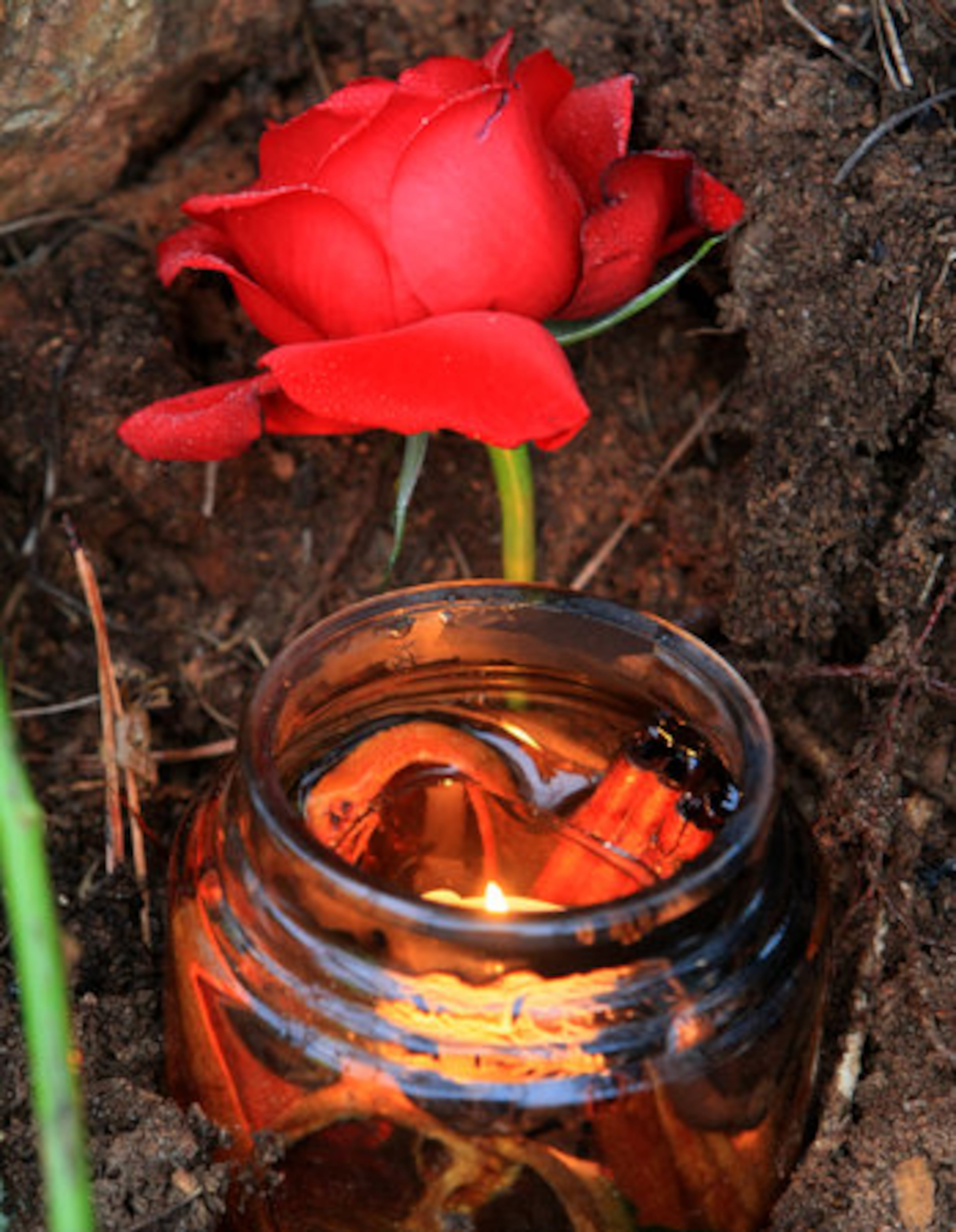 A candle burns in memory of Garrett Reed. The other driver, Richard Reyes, 25, of Dallas, was taken to Wellstar Kennestone Hospital in stable condition.