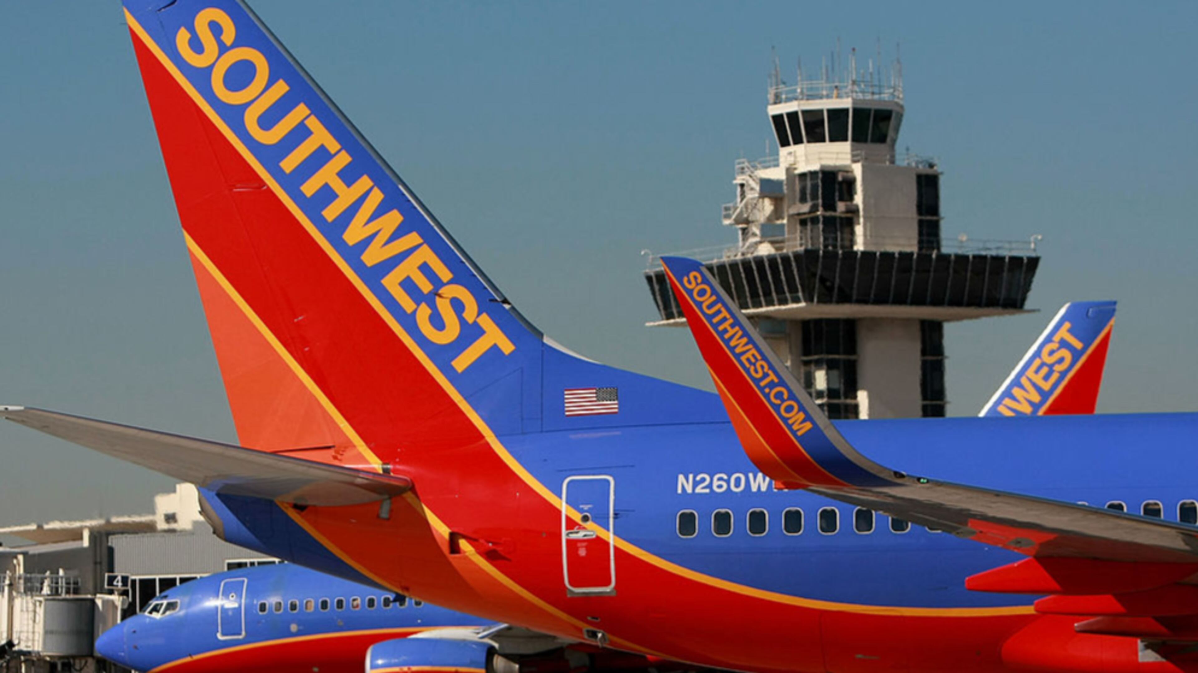Southwest Airlines planes taxi at the Oakland International Airport in Oakland, California