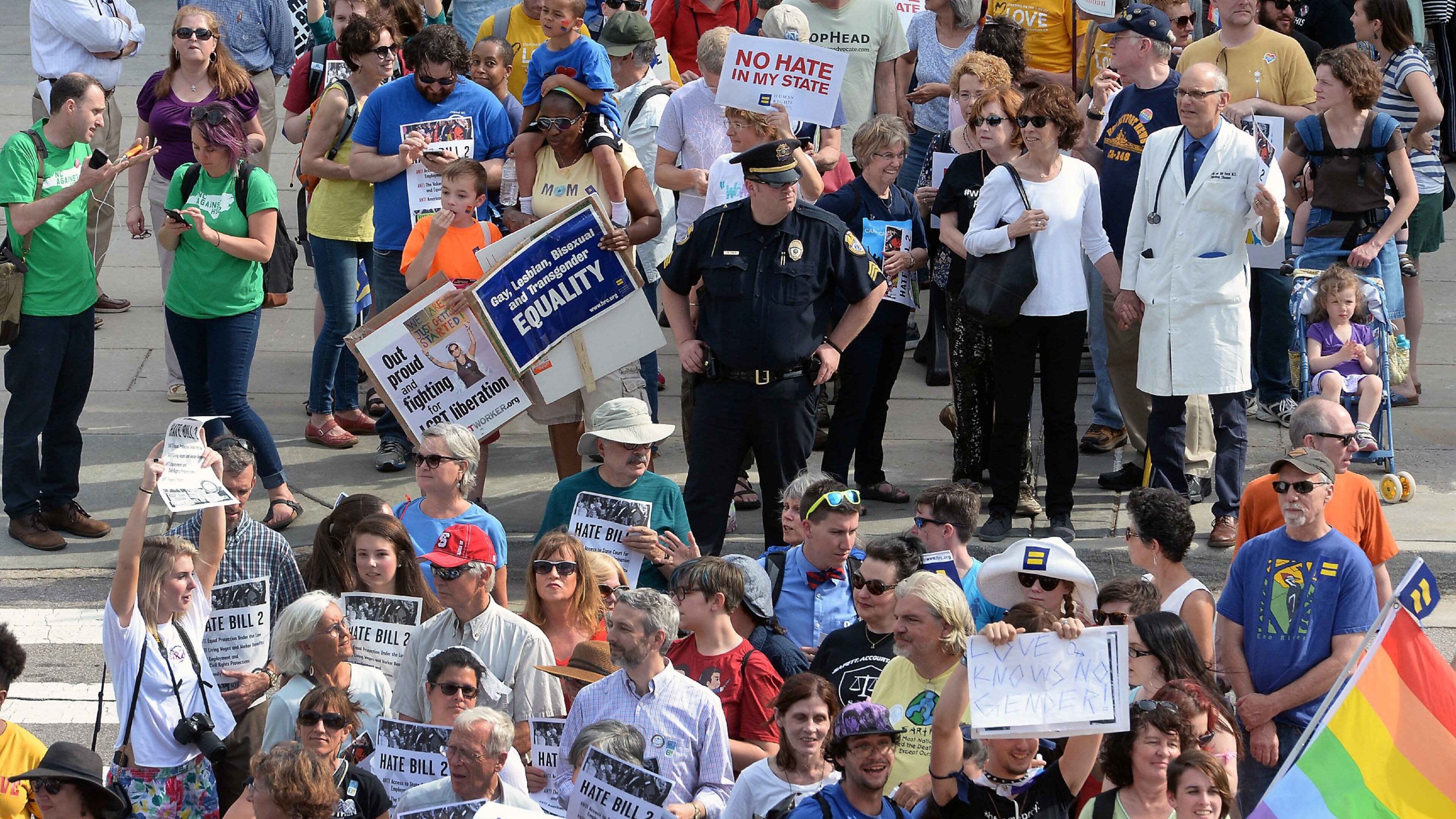 In this April file photo, protesters head for a sit-in against House Bill 2 in Raleigh, N.C. Chuck Liddy/The News & Observer via AP