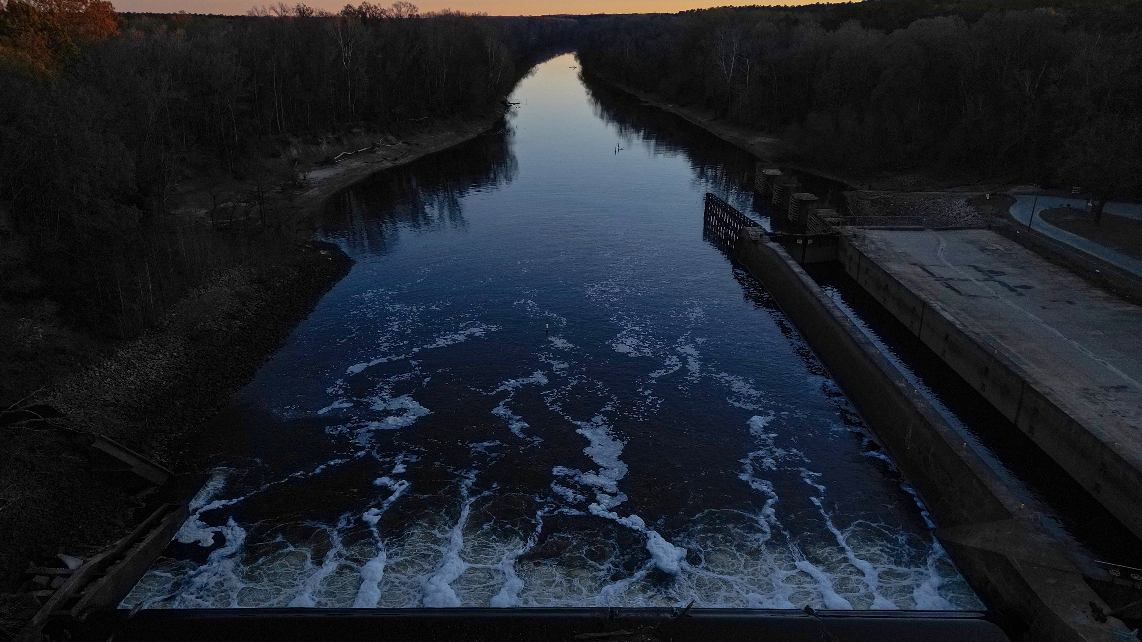 The US Lock & Dam on the Cape Fear River in Fayetteville, N.C., on Thursday, Dec. 11, 2025. (AP Photo/Carolyn Kaster)