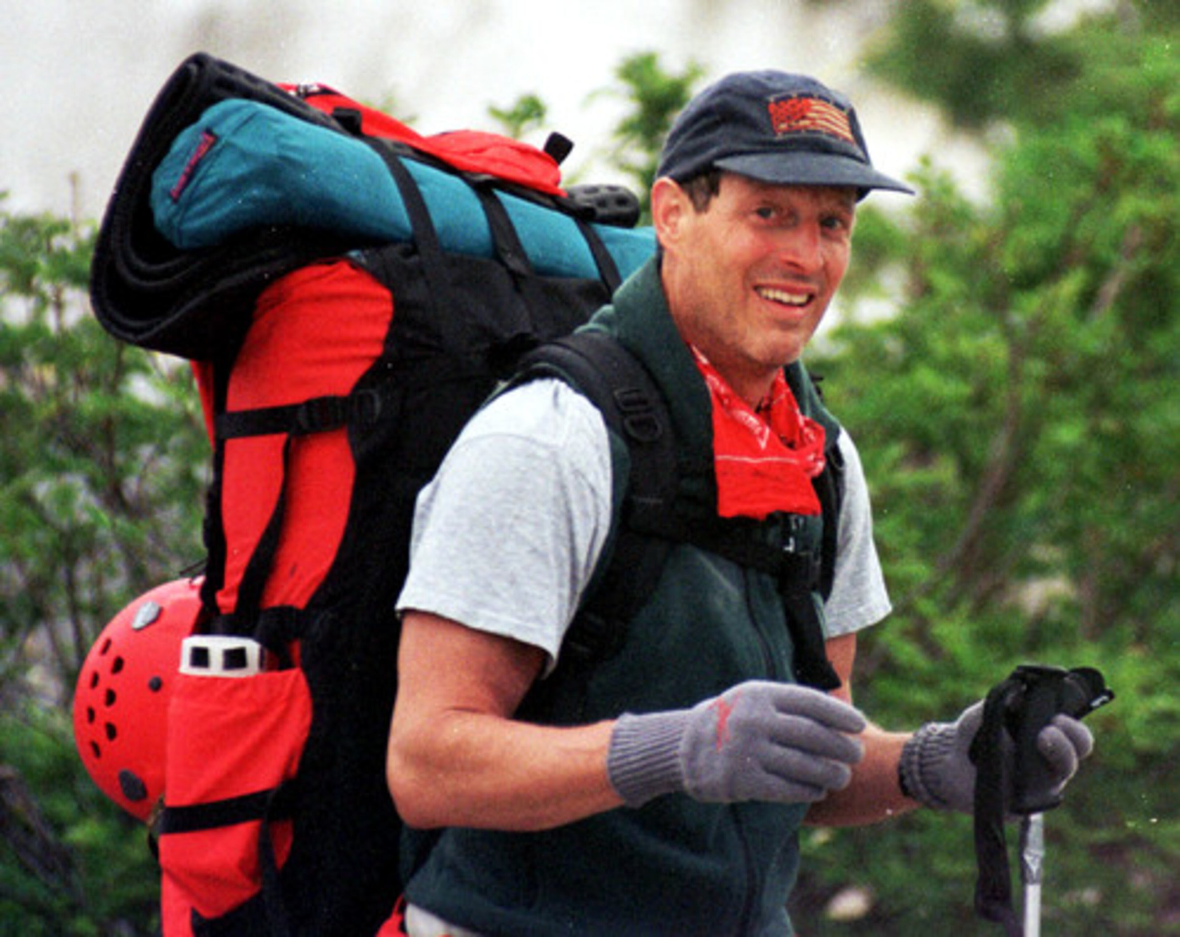 Then-Vice President Al Gore finishes his climb of Washington's Mt. Rainier, near Ashford, Wash., in Aug. 1999.