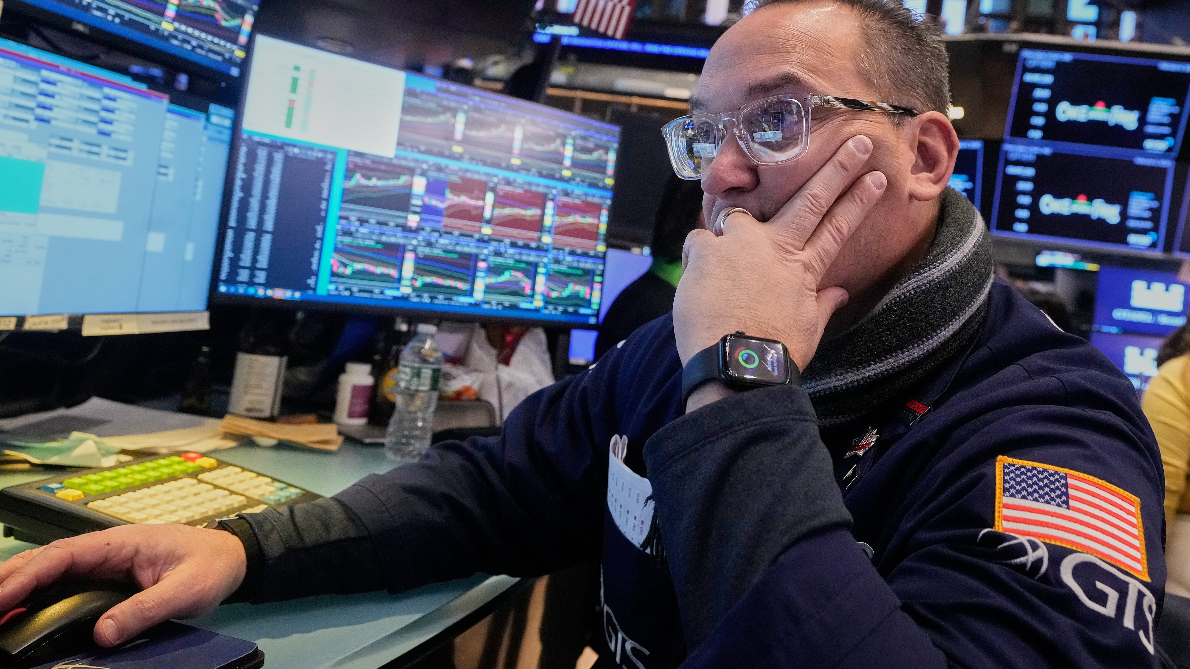 Specialist Anthony Matesic works at his post on the floor of the New York Stock Exchange, Friday, Feb. 6, 2026. (AP Photo/Richard Drew)