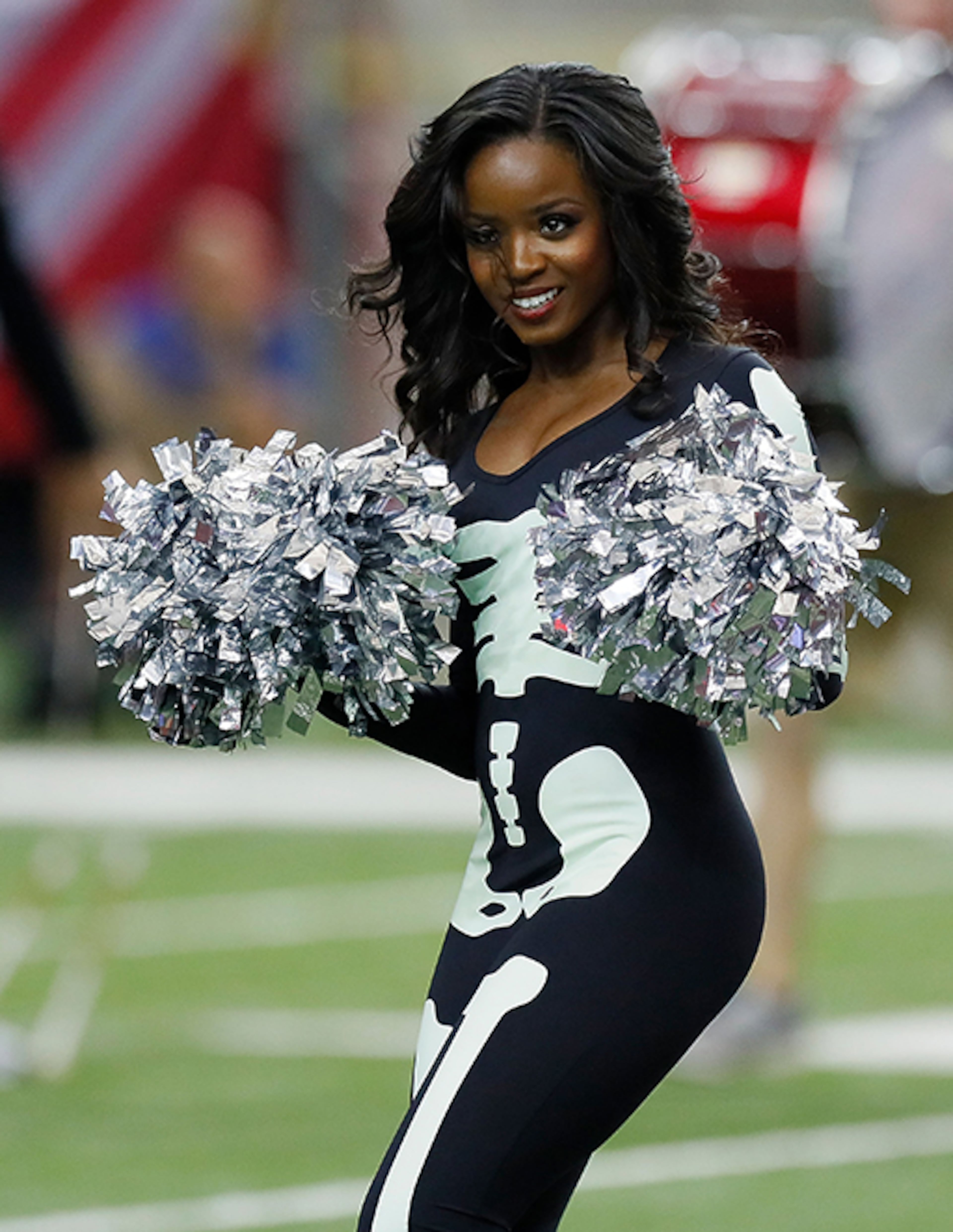 ATLANTA, GA - OCTOBER 30: An Atlanta Falcons cheerleader performs prior to the game against the Green Bay Packers at Georgia Dome on October 30, 2016 in Atlanta, Georgia. (Photo by Kevin C. Cox/Getty Images)