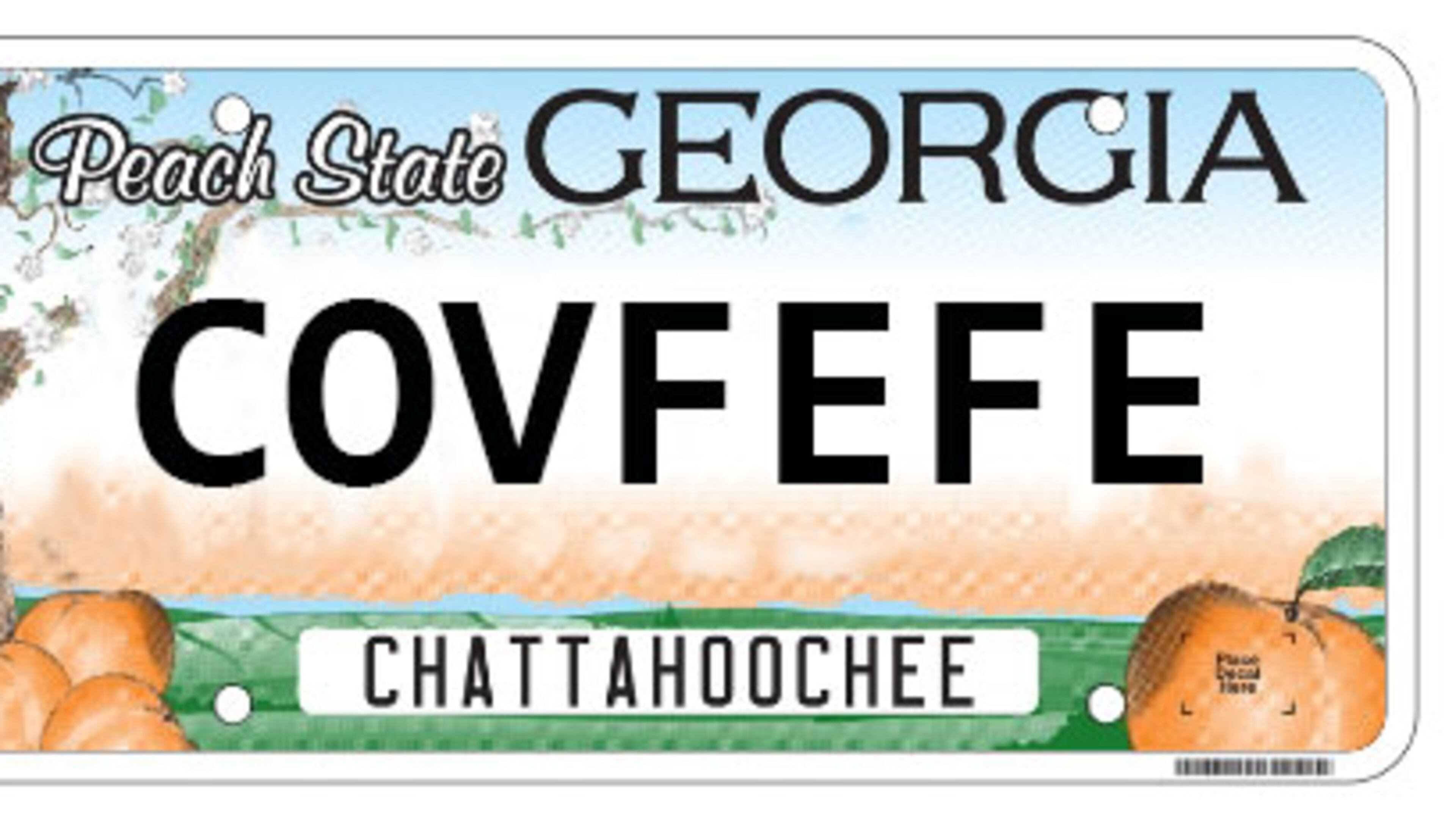 "Covfefe" appears on a list of vanity plate combinations banned by the state of Georgia. Photo illustration by Jennifer Peebles/Atlanta Journal-Constitution.