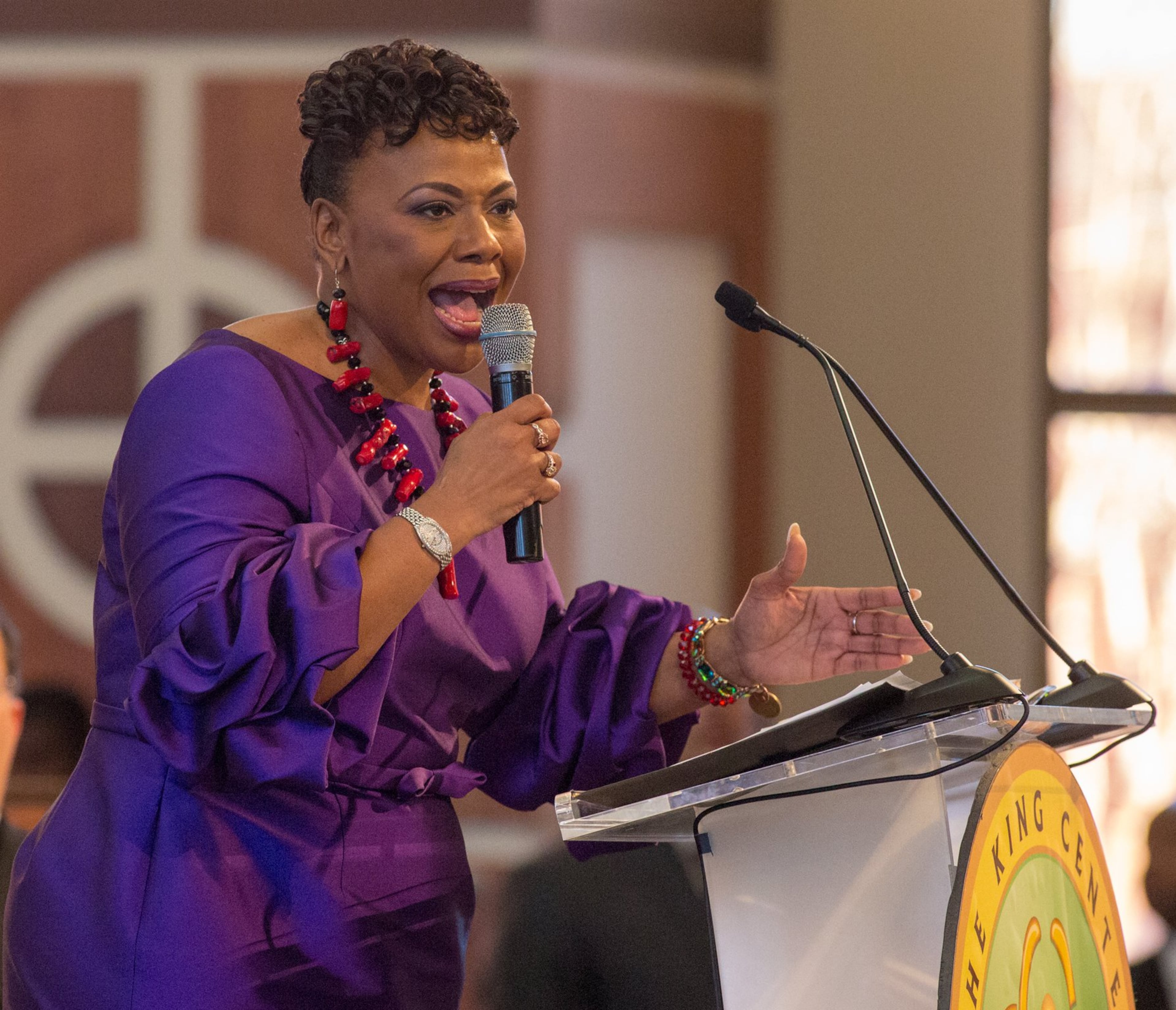 Bernice A. King at the 2018 Martin Luther King Jr. Annual Ecumenical Commemorative Service at Ebenezer Baptist Church. Bernice King is the only child of Martin Luther King Jr. to go into the ministry. (Photo by Phil Skinner)