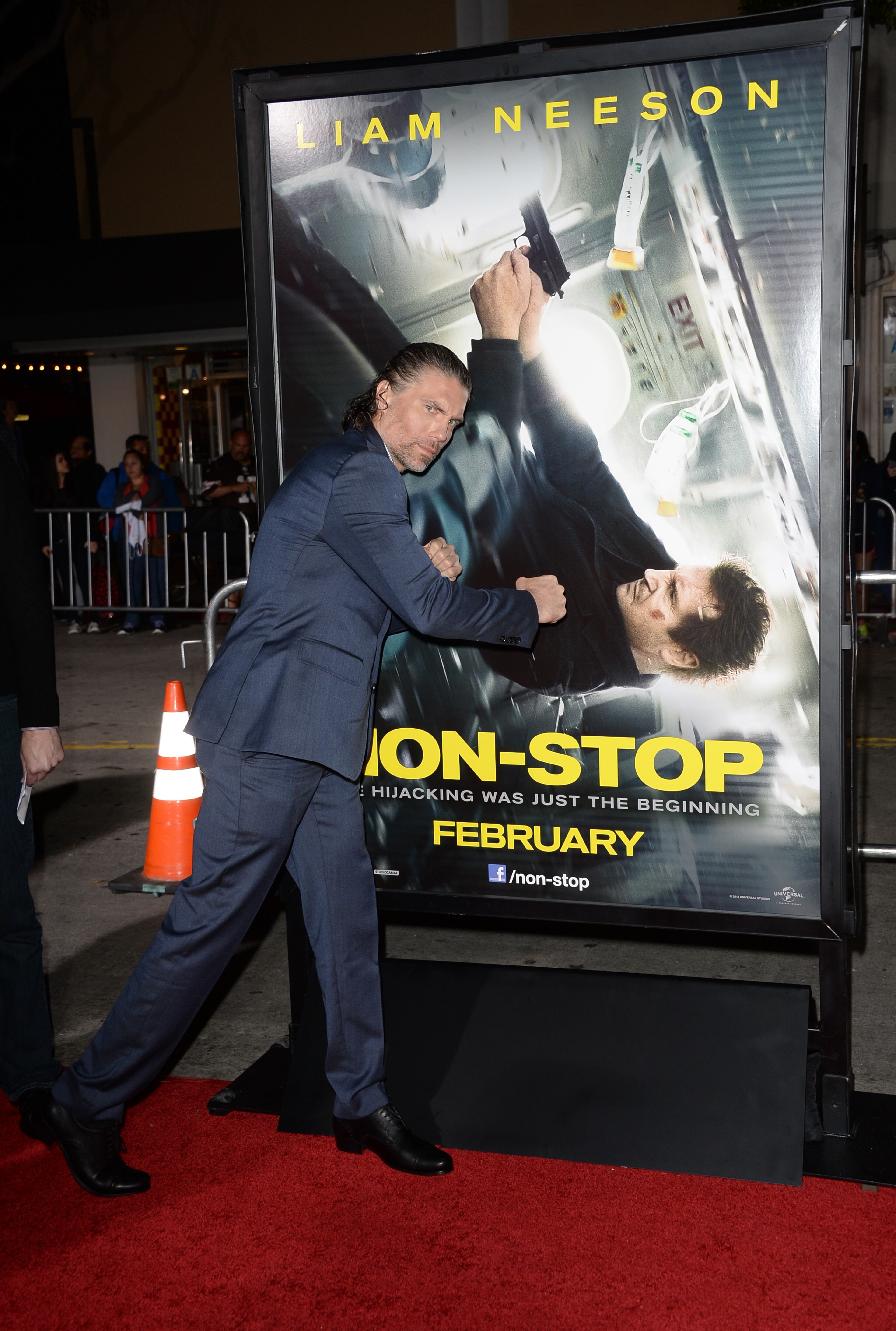 Actor Anson Mount attends the premiere of Universal Pictures and Studiocanal's "Non-Stop" at Regency Village Theatre on February 24, 2014 in Westwood, California. (Photo by Jason Merritt/Getty Images)