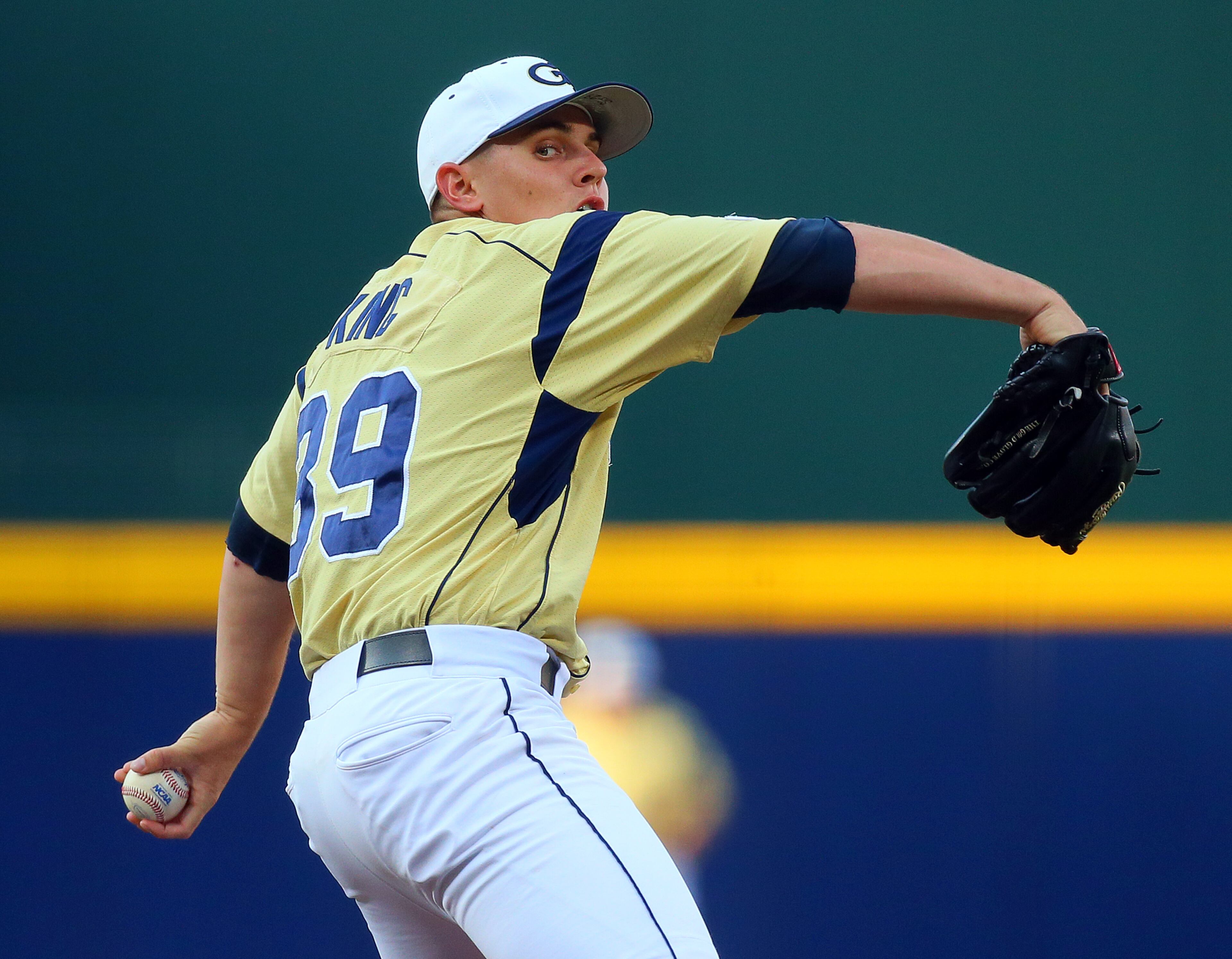 Georgia Tech left-hander Jonathan King delivers a pitch against Georgia during the first inning.