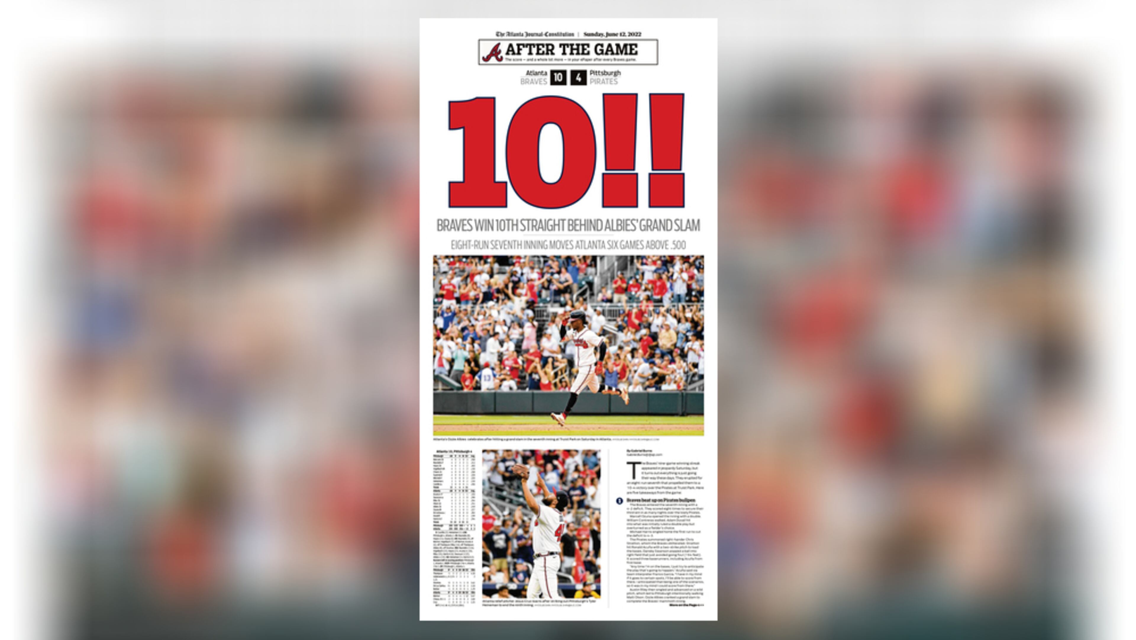 The Braves are on a winning streak. Details in AJC ePaper, Sunday, June 12, 2022.
