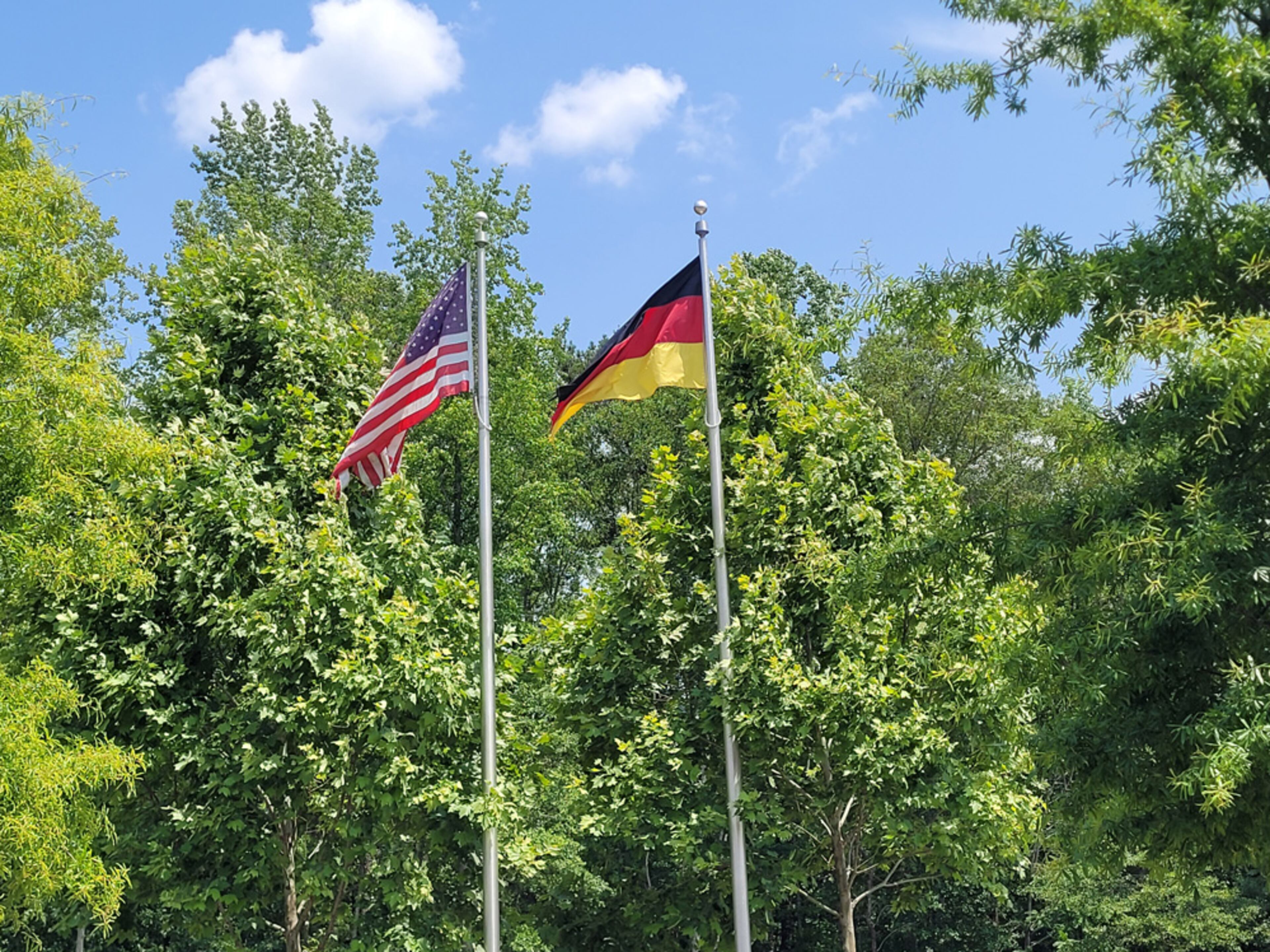 Blickle shows off its German roots with the German flag outside its Newnan, Georgia, plant alongside the American one. (Photo Courtesy of Patrick O’Donnell)