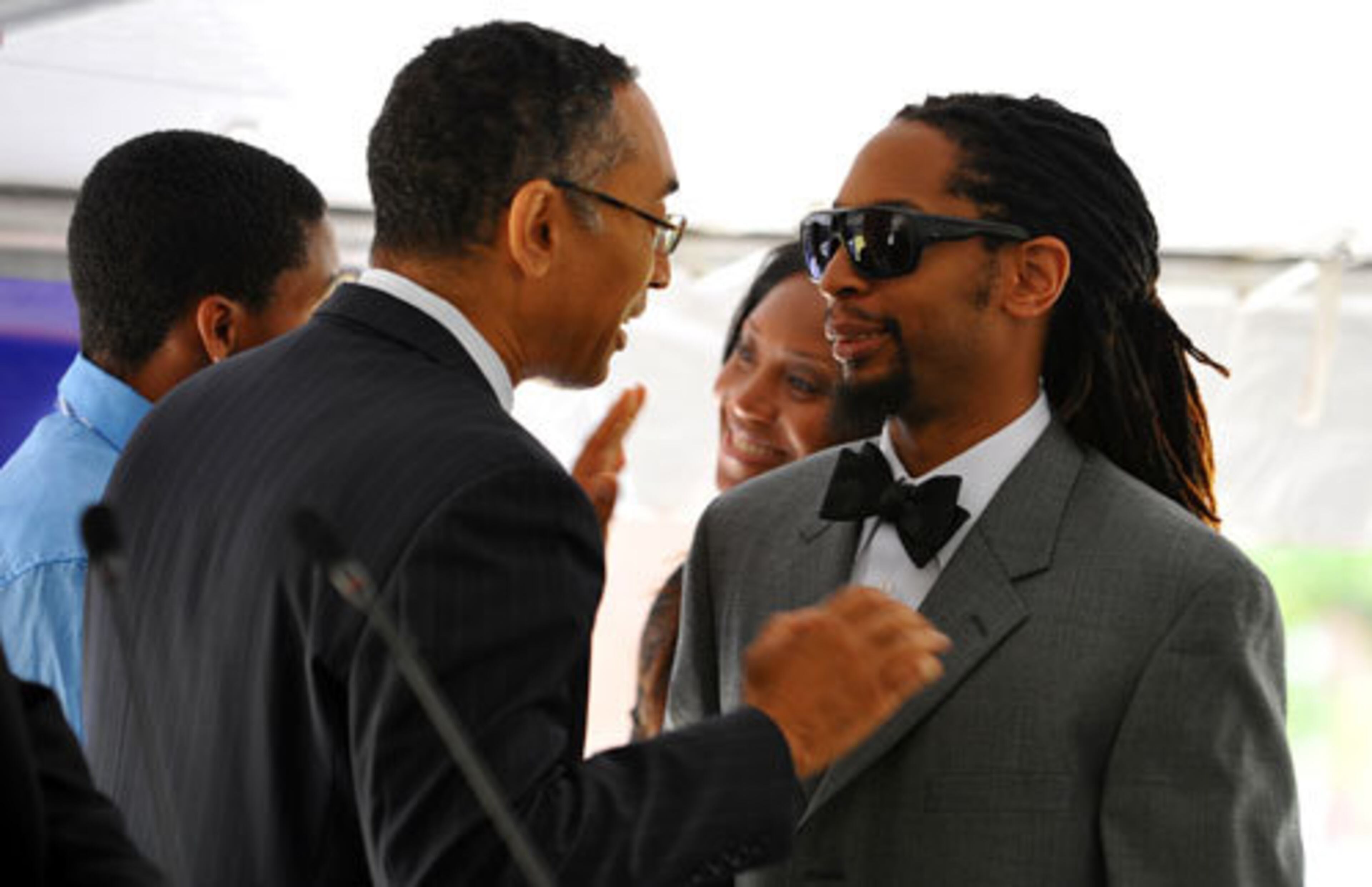 Lil Jon is greeted by Dekalb County CEO Burrell Ellis.