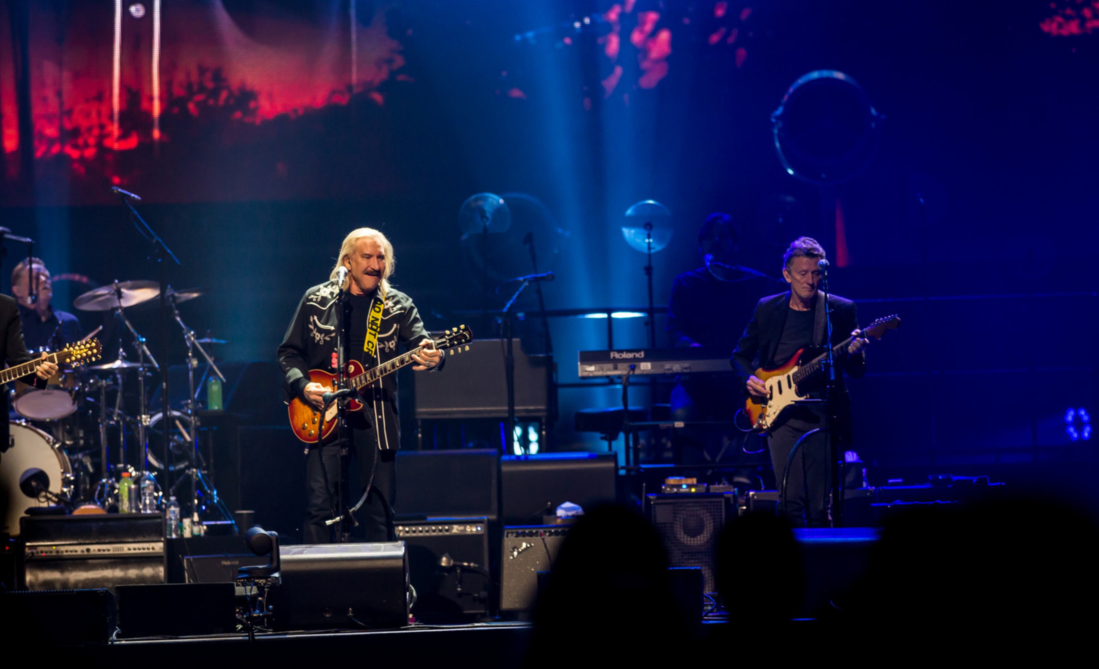 Joe Walsh (left) and touring guitarist Steuart Smith performed with the Eagles for a packed Philips Arena on Oct. 20, 2017. It was the first of a two-night stand at the venue. Photo by Ryan Fleisher