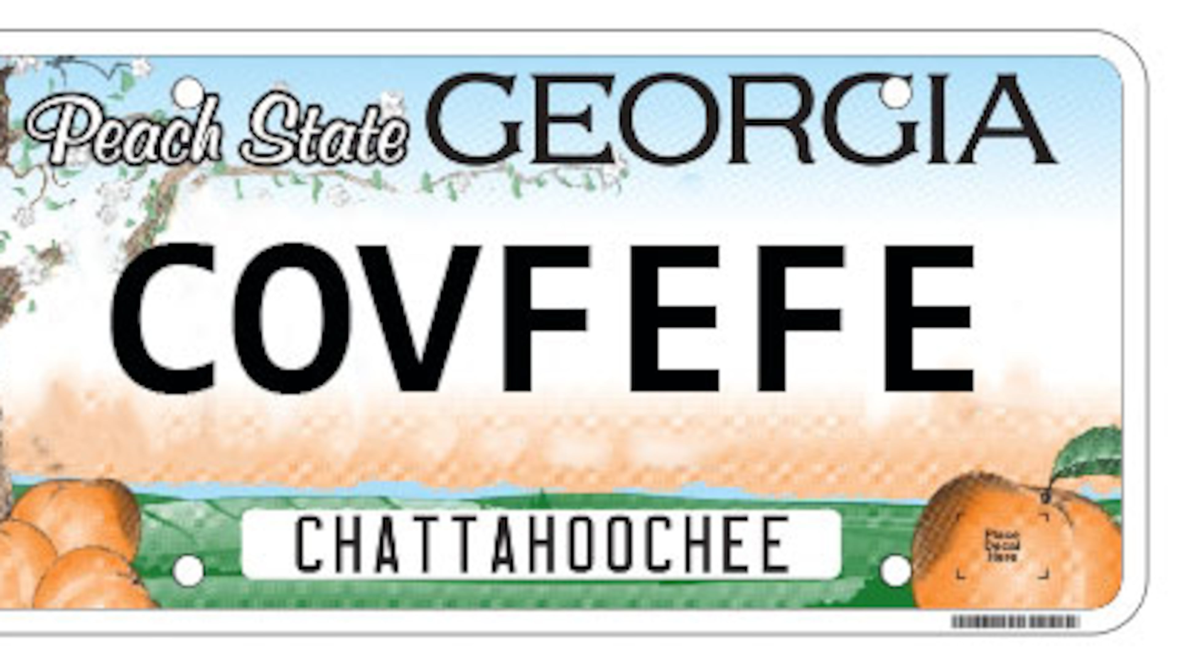 Variations of “covfefe” appear on a new list of banned vanity plates from the Georgia Department of Revenue.