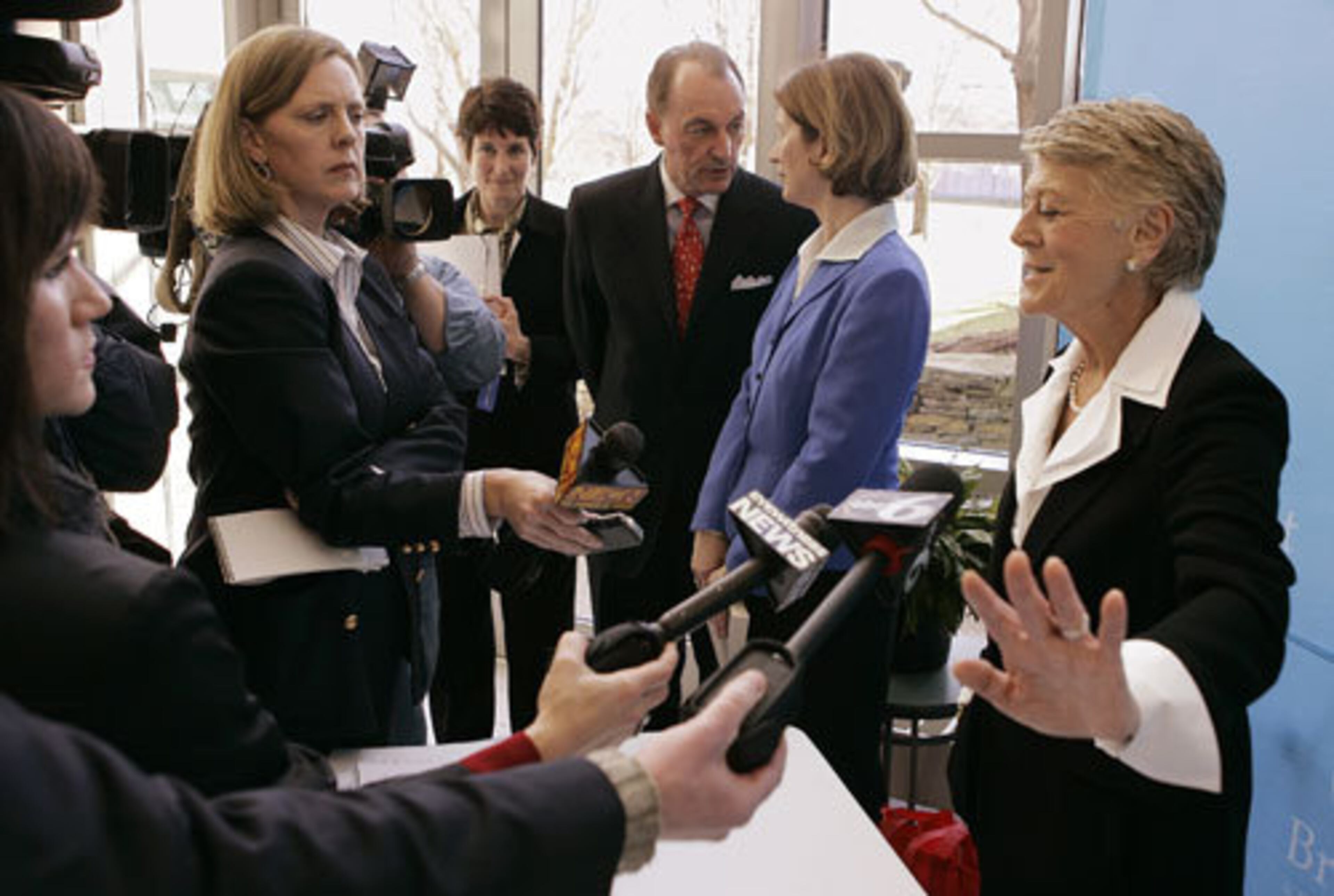 In this 2008 file photo, former vice-presidential candidate Geraldine Ferraro holds her hand up and turns away as she tells a reporter she does not want to talk about her involvement in then Democratic presidential hopeful Sen. Hillary Rodham Clinton's campaign. Ferraro, a supporter of Clinton, had come under fire for suggesting Barack Obama received special considerations in his bid for the White House because of his race.