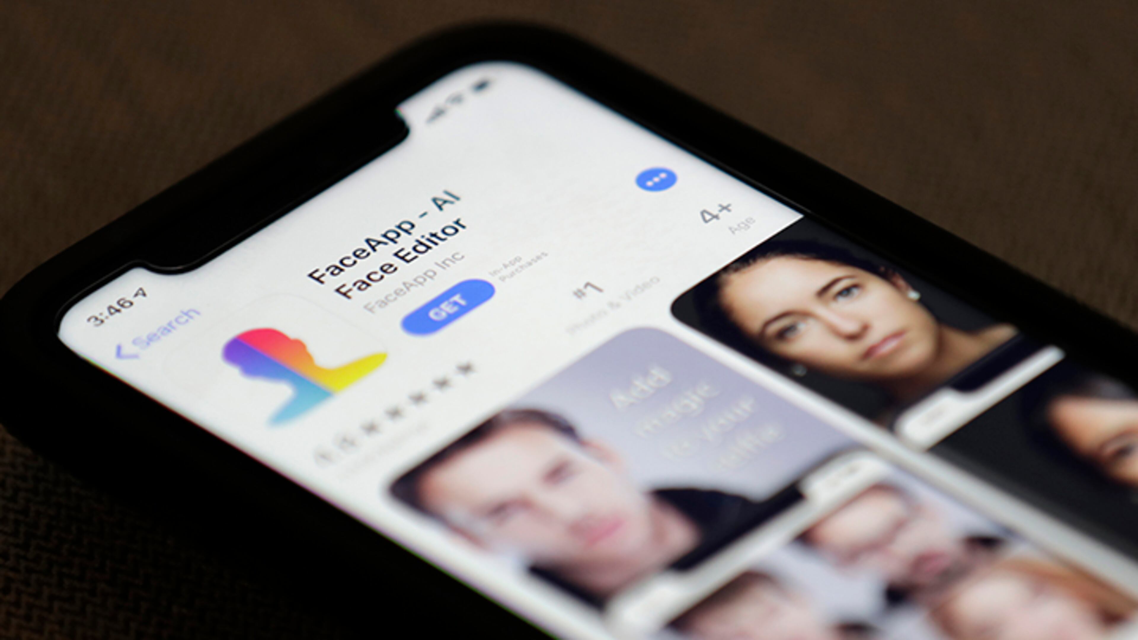 FaceApp is displayed on an iPhone. The popular mobile app is under fire for privacy concerns.